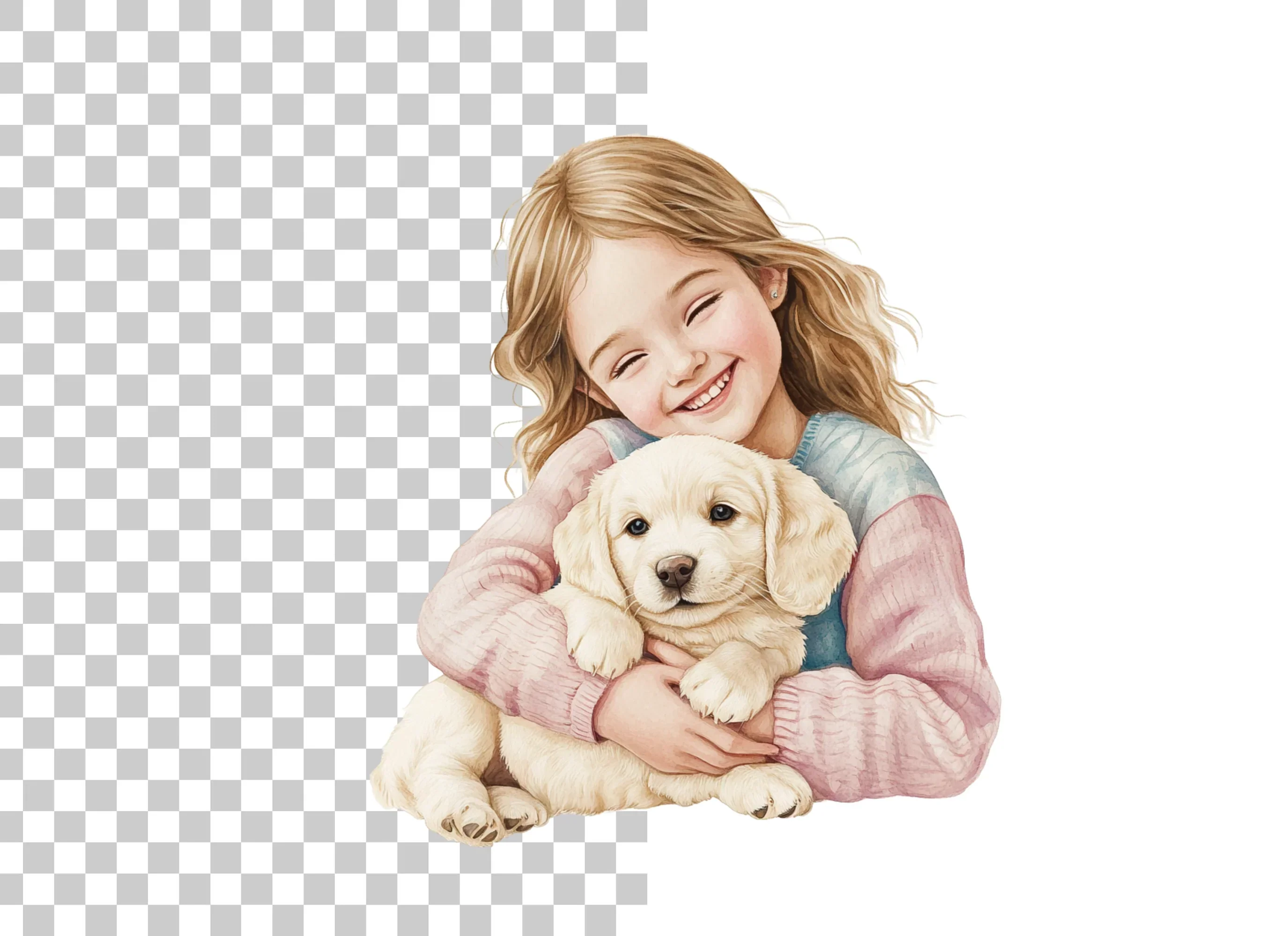 Happy Girl with Puppy Clipart Bundle - Image 2
