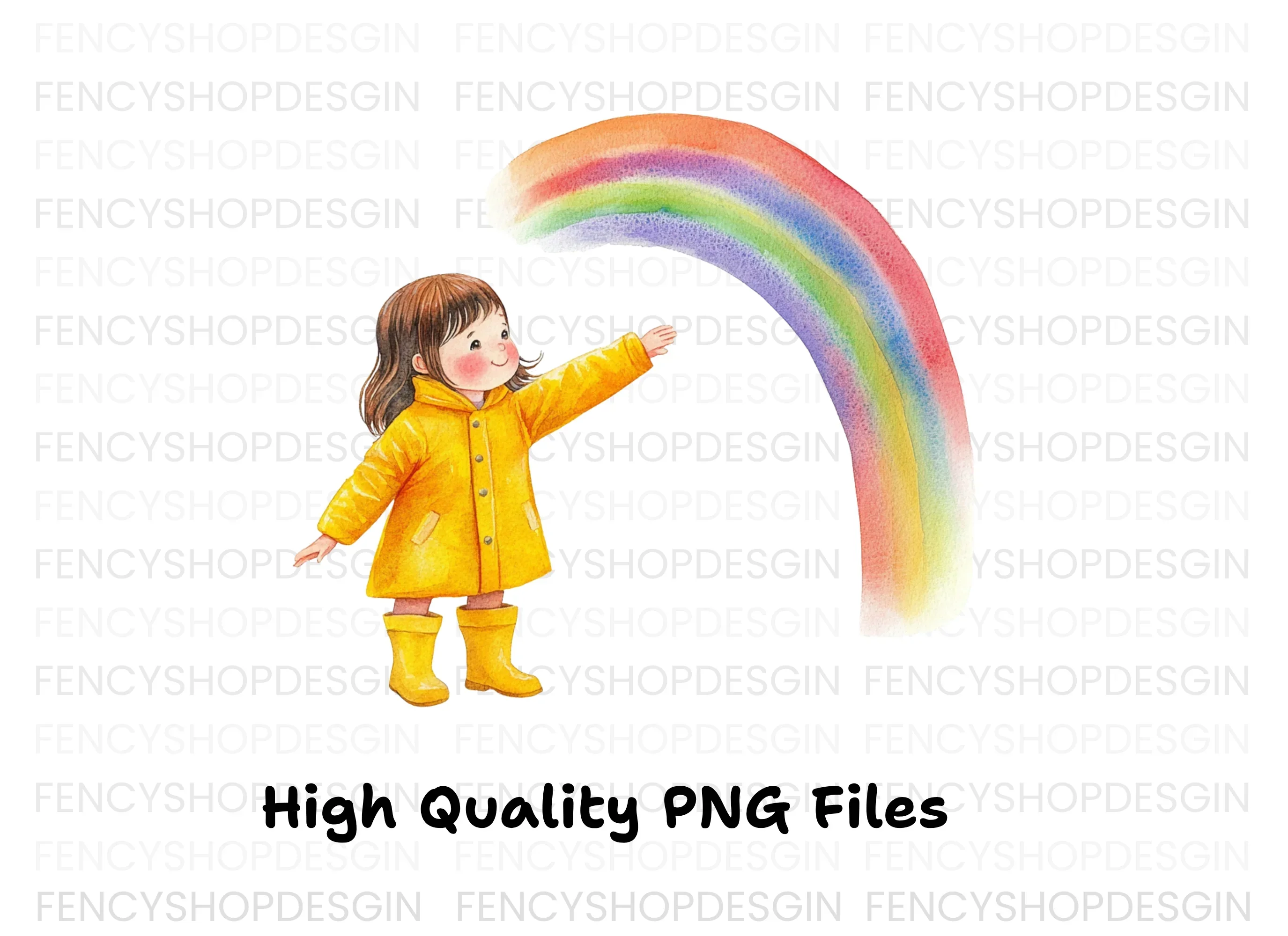 Happy Girl with Rainbow Clipart Bundle - Image 2