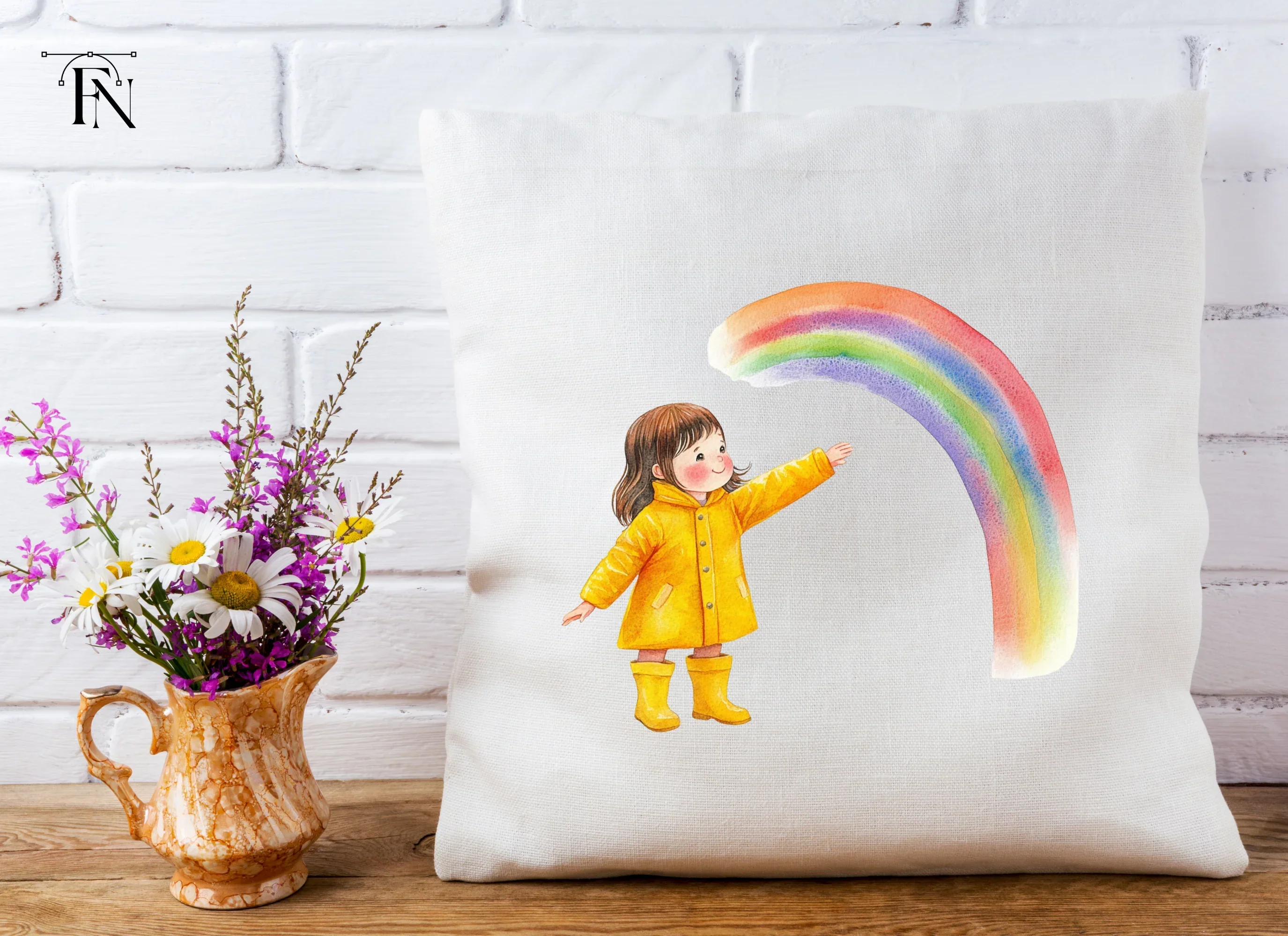 Happy Girl with Rainbow Clipart Bundle - Image 3