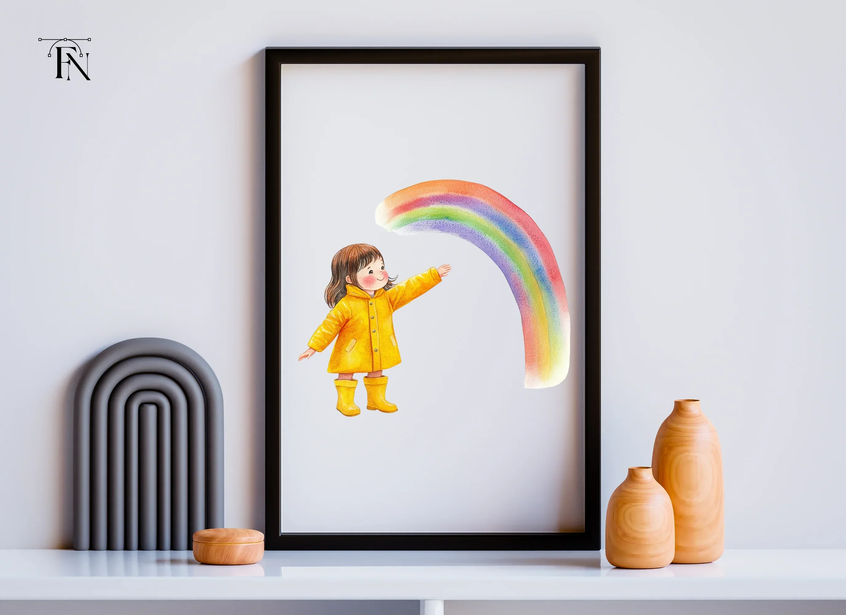Happy Girl with Rainbow Clipart Bundle - Image 4