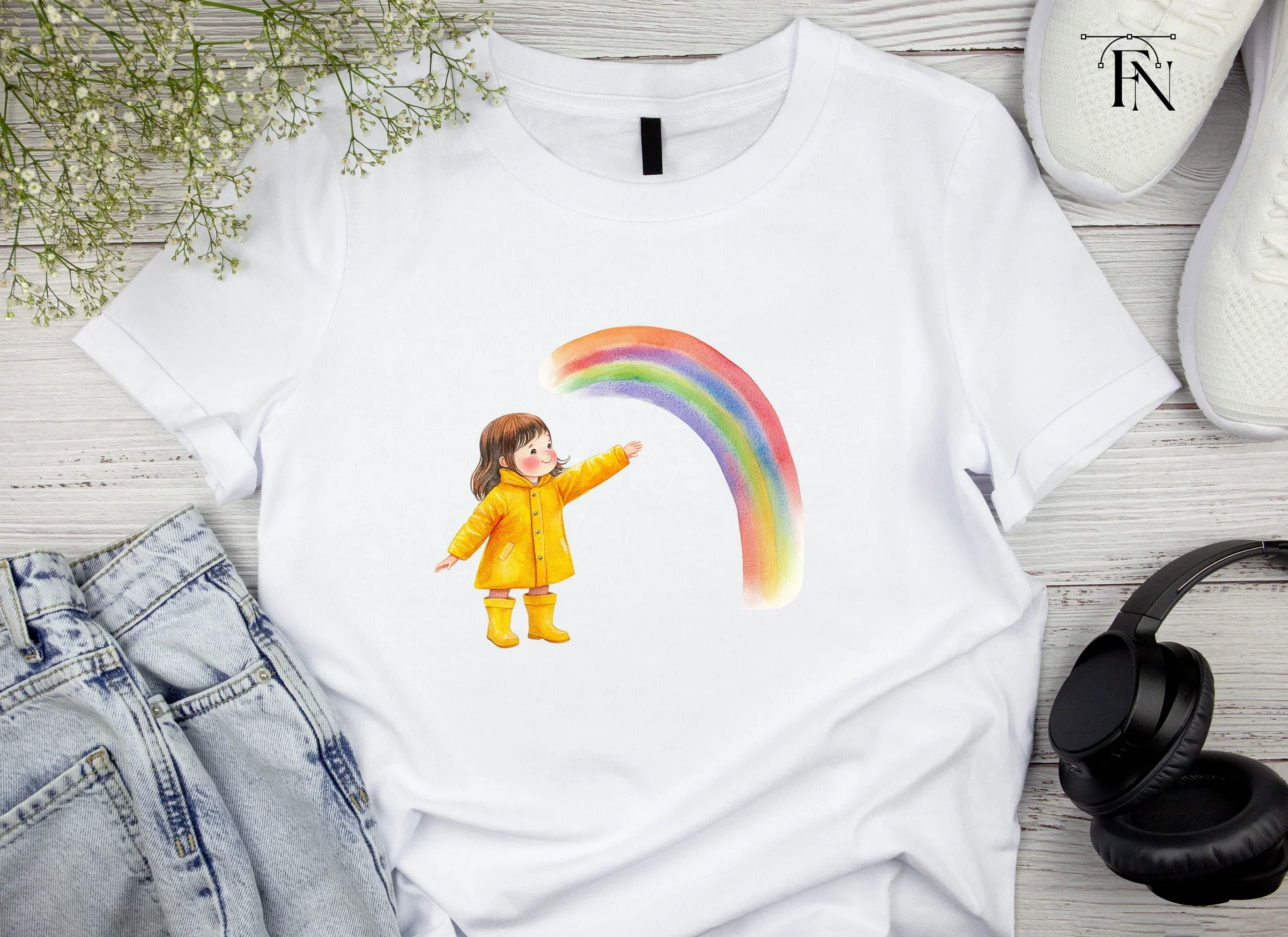 Happy Girl with Rainbow Clipart Bundle - Image 5