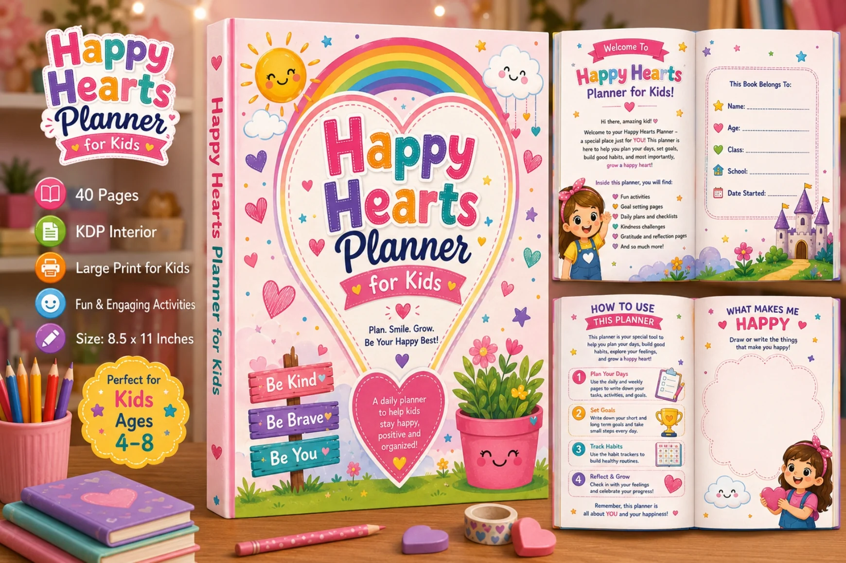 Happy Hearts For Kids Planner