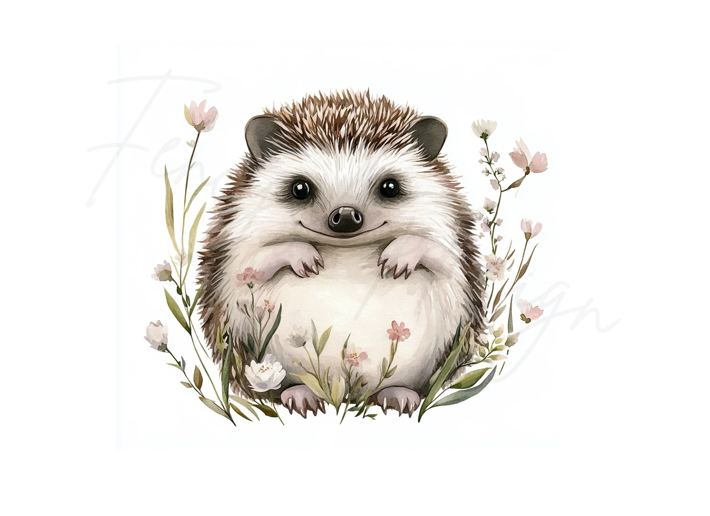 Happy Hedgehog in Wildflowers Clipart Bundle - Image 2