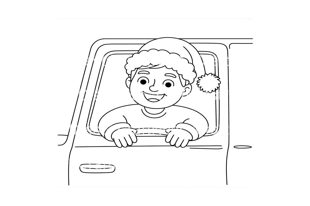 Happy Kid Driving Christmas Truck Coloring Books - Image 3