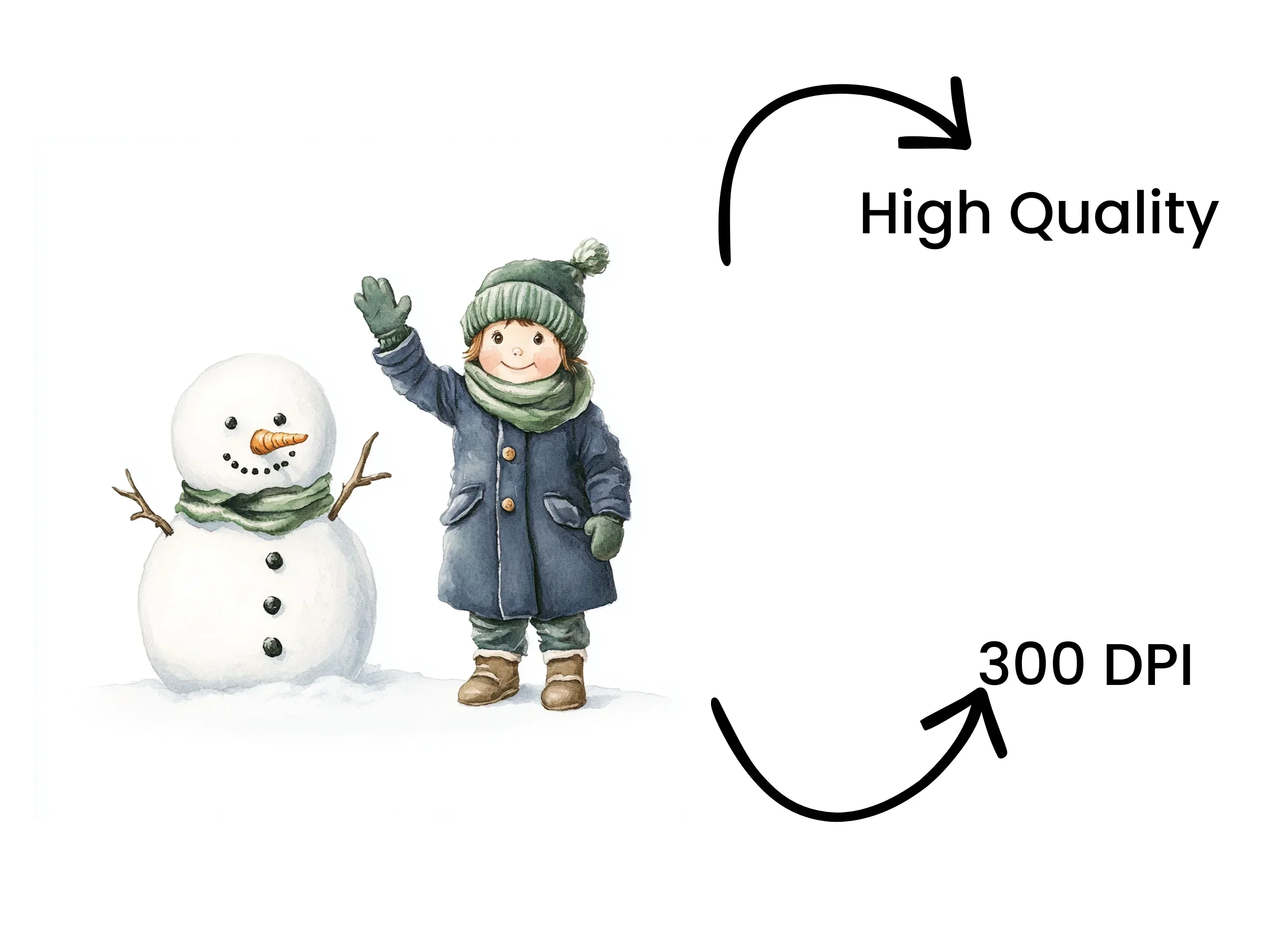 Happy Kids and Snowmen Winter Clipart Bundle - Image 4
