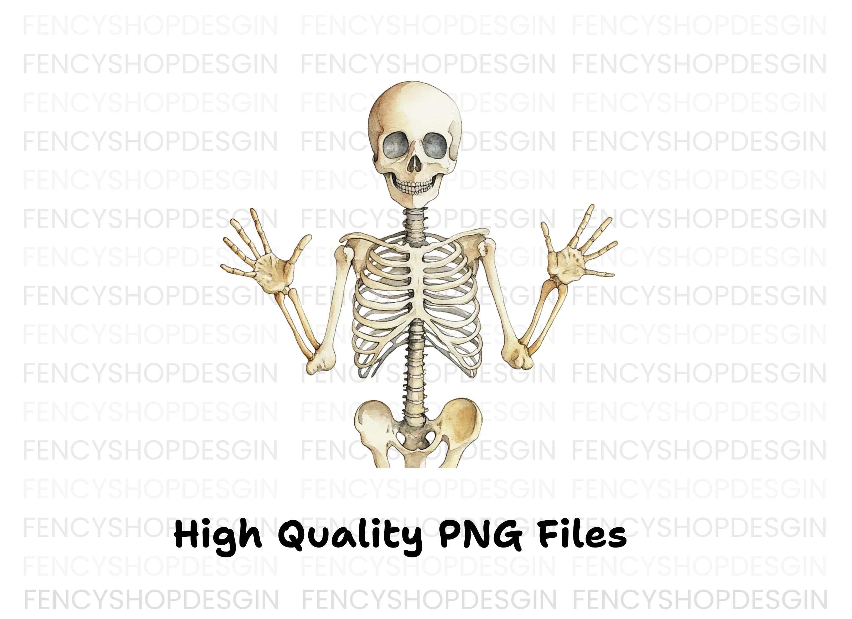 Happy Skeleton Waving Hands Clipart Bundle - Image 3