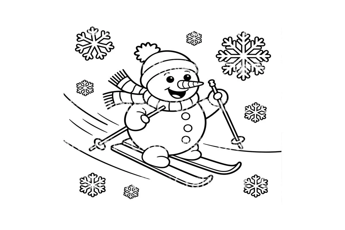 Happy Snowmen Skiing Coloring Books - Image 3