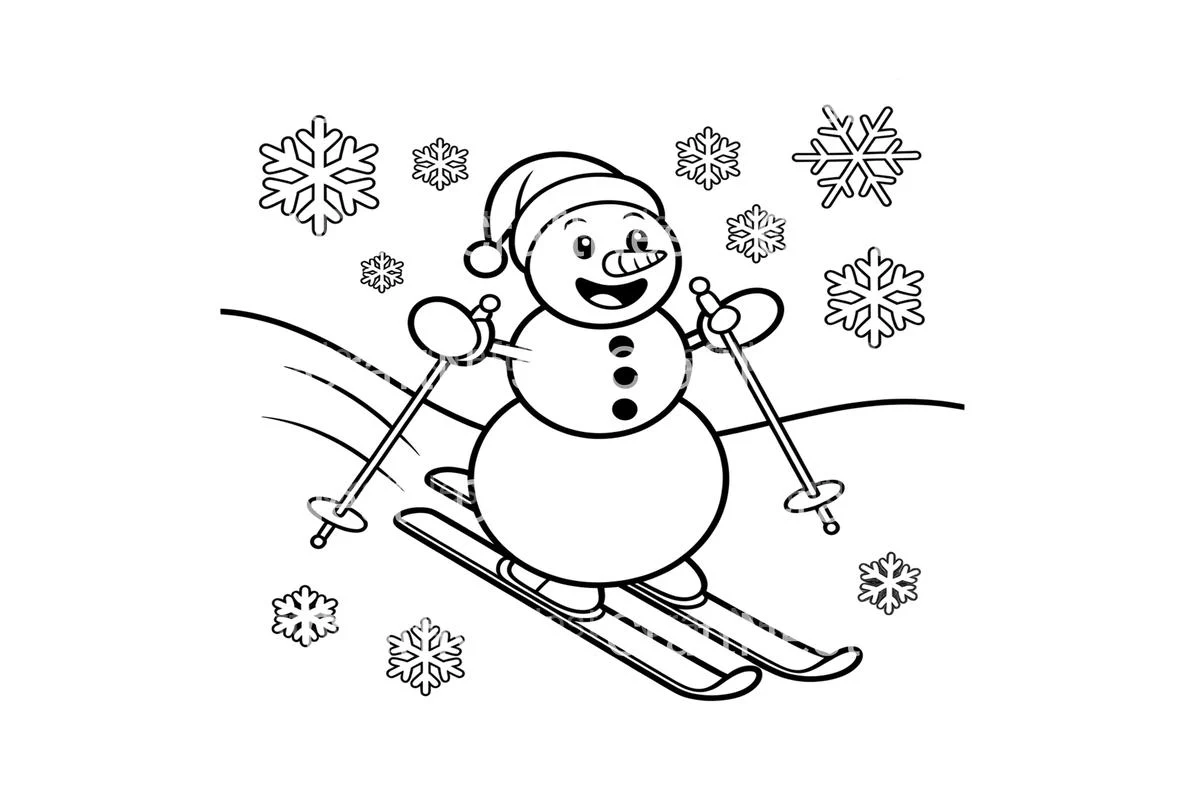 Happy Snowmen Skiing Coloring Books - Image 4