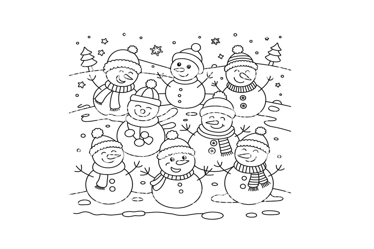 Happy Snowmen Winter Coloring Books - Image 2