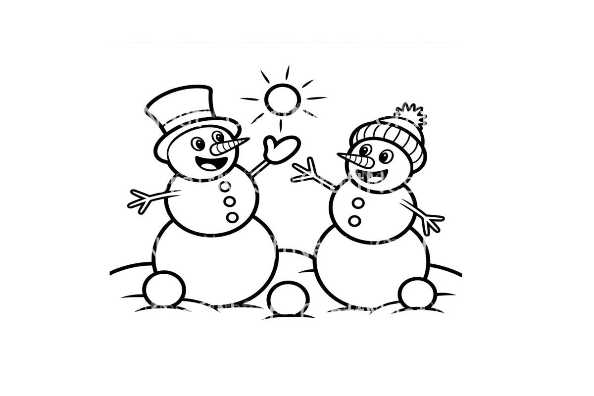 Happy Snowmen Winter Scene Coloring Books - Image 2