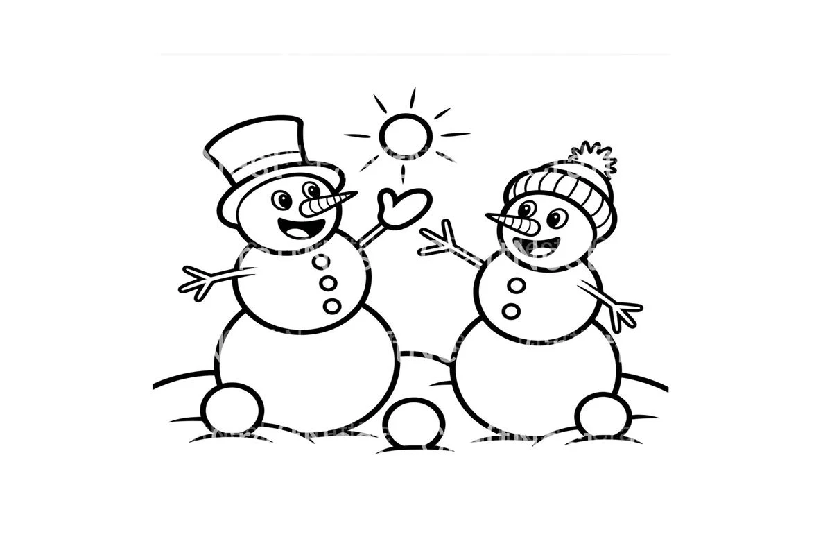 Happy Snowmen Winter Scene Coloring Books - Image 4