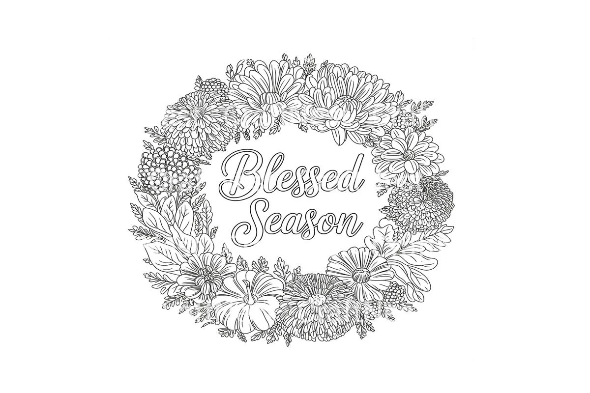 Harvest Blessed Season Wreaths Coloring Books - Image 4