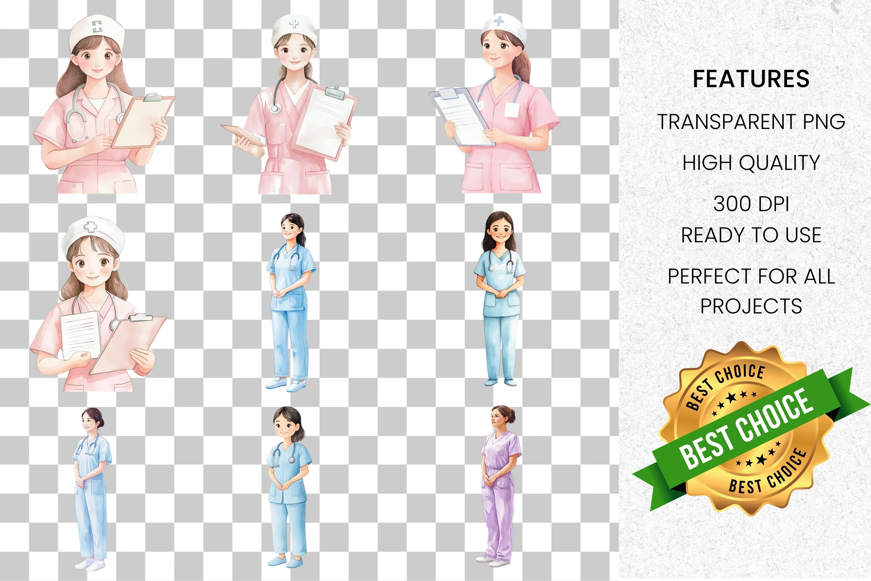 Healthcare Nurse Professional Clipart Bundle - Image 2