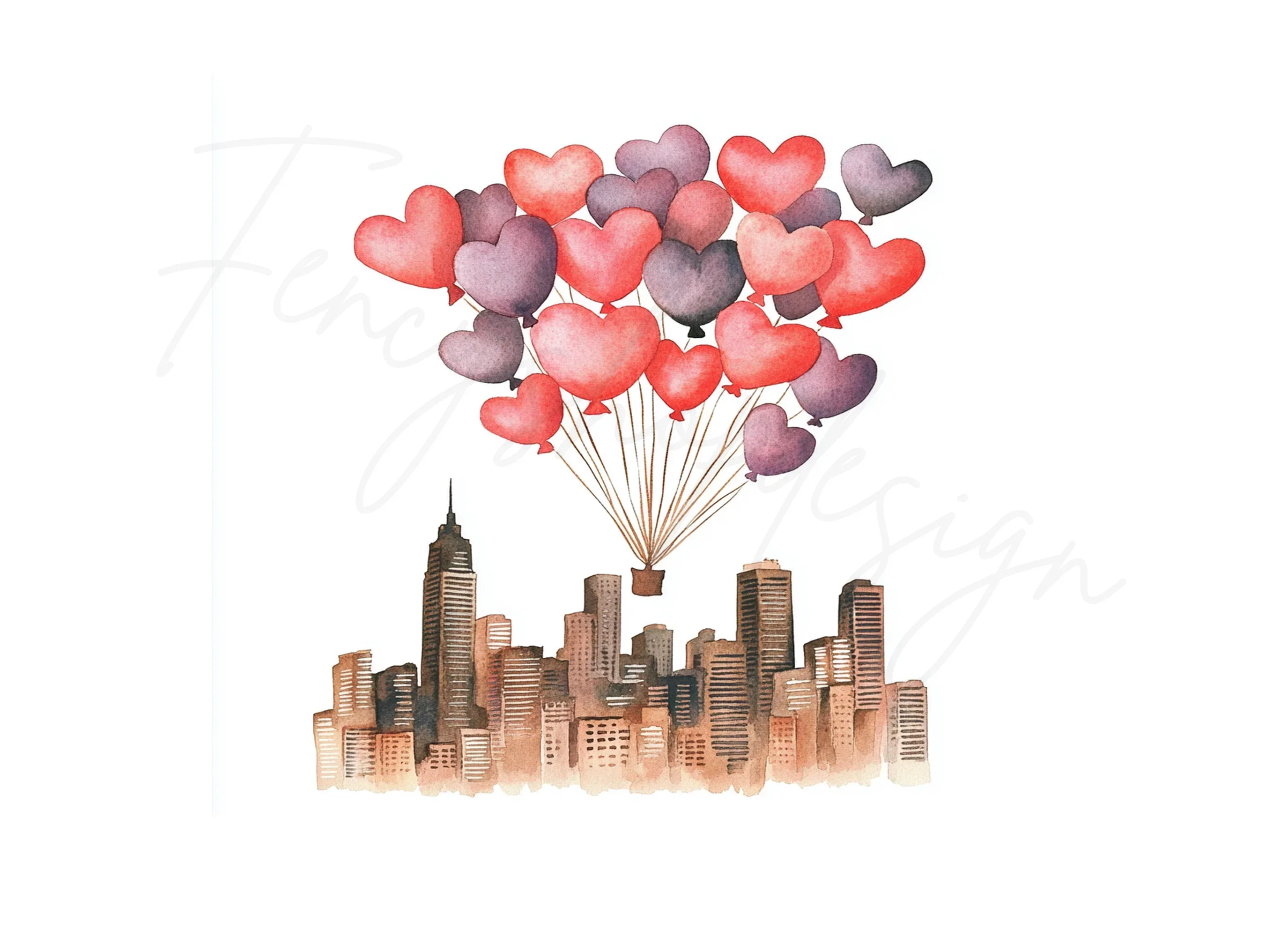 Heart Balloons Cityscape Clipart Bundle - Image 2