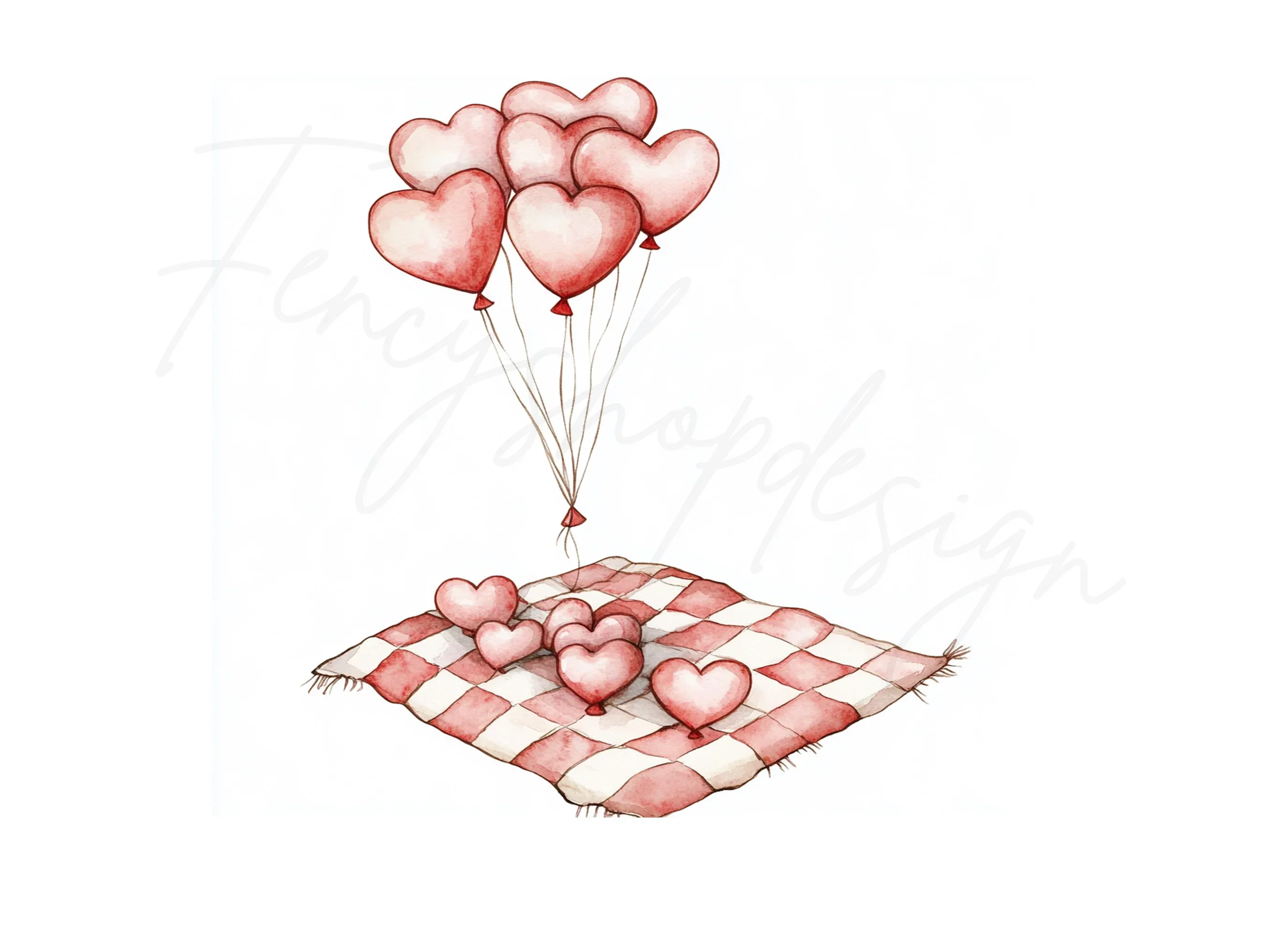 Heart Balloons Picnic Clipart Bundle - Image 2