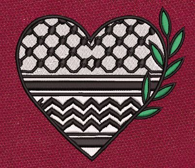 Heart Black & White Embroidery Design