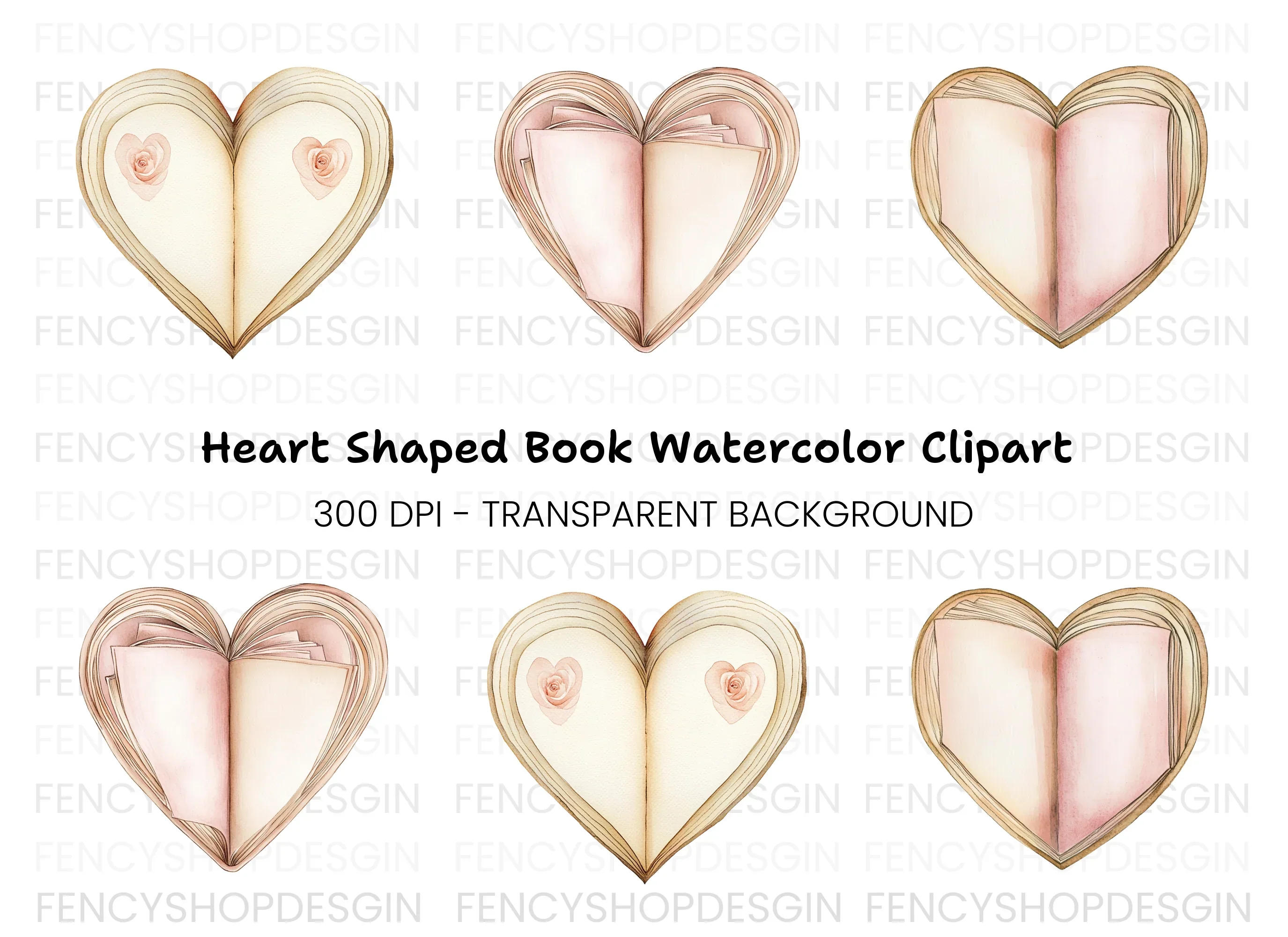 Heart Book Clipart Bundle