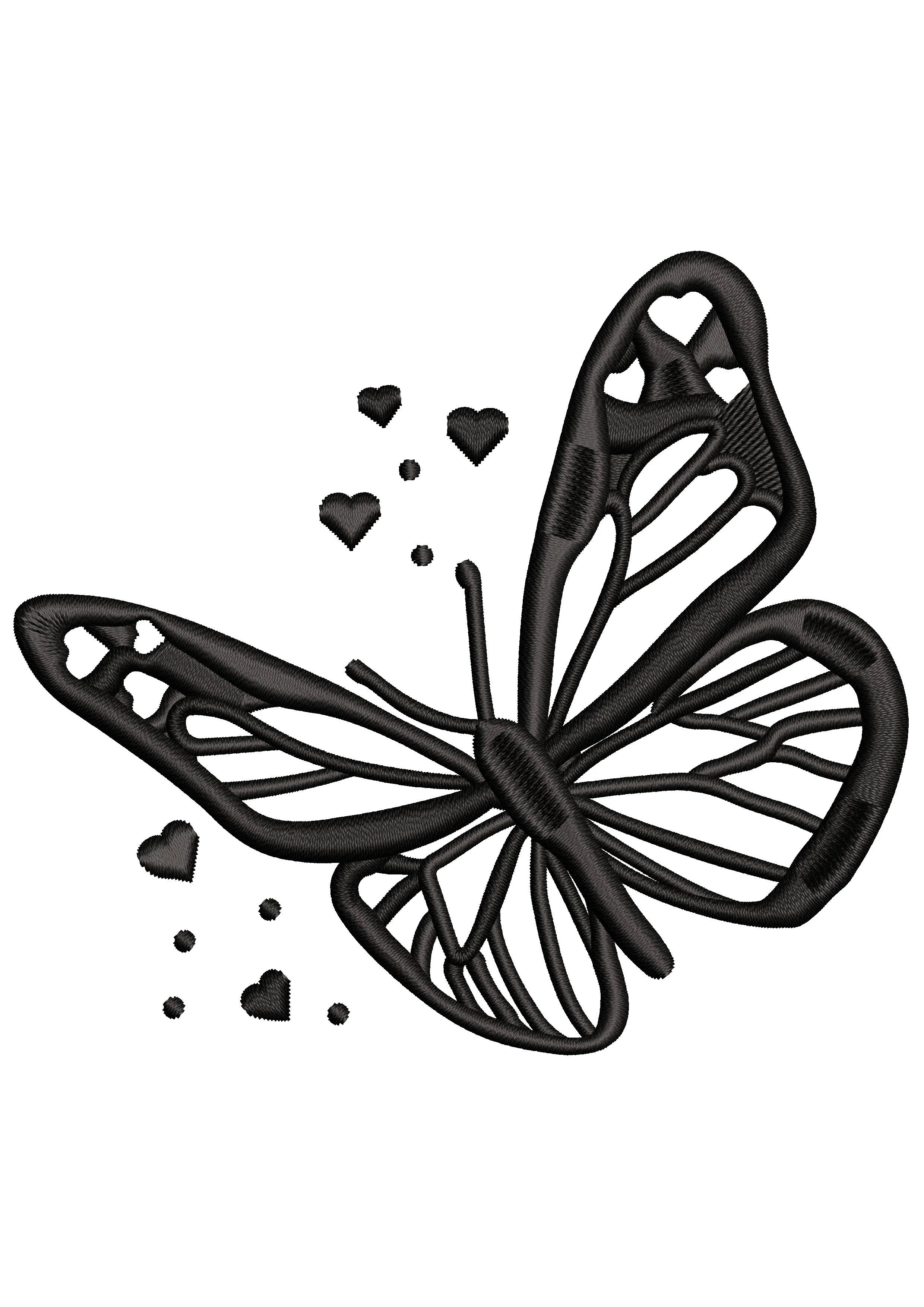 Heart Butterfly Embroidery Design