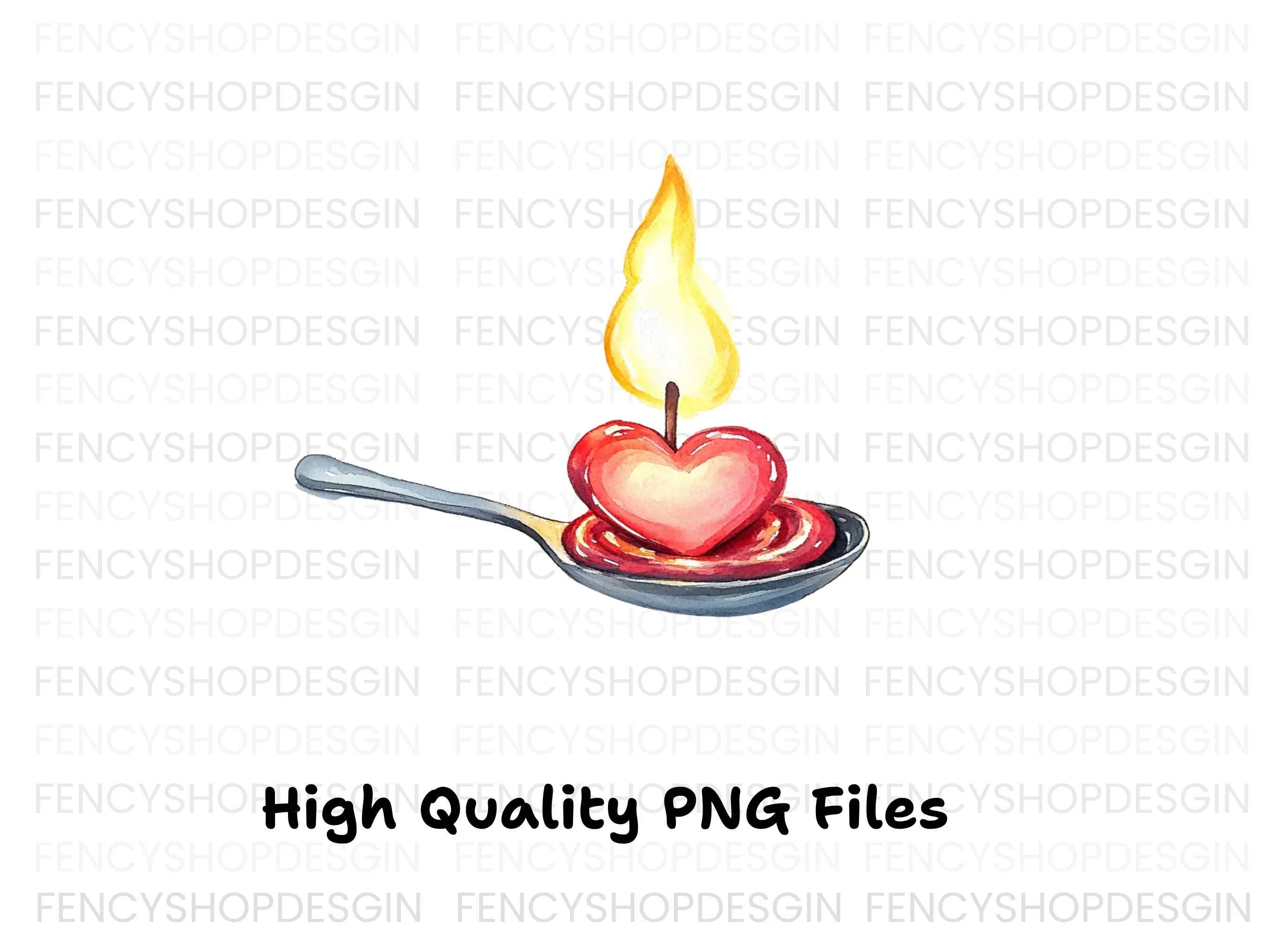 Heart Candle on Spoon Clipart Bundle - Image 3