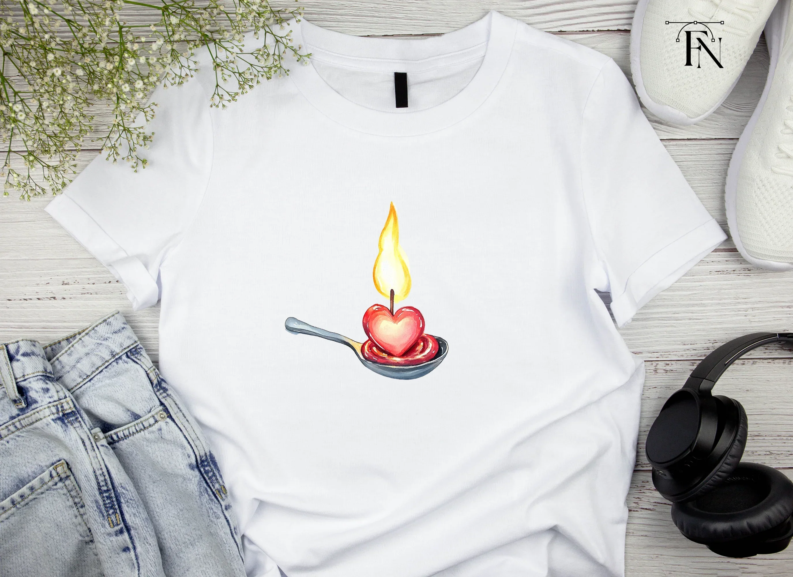 Heart Candle on Spoon Clipart Bundle - Image 4
