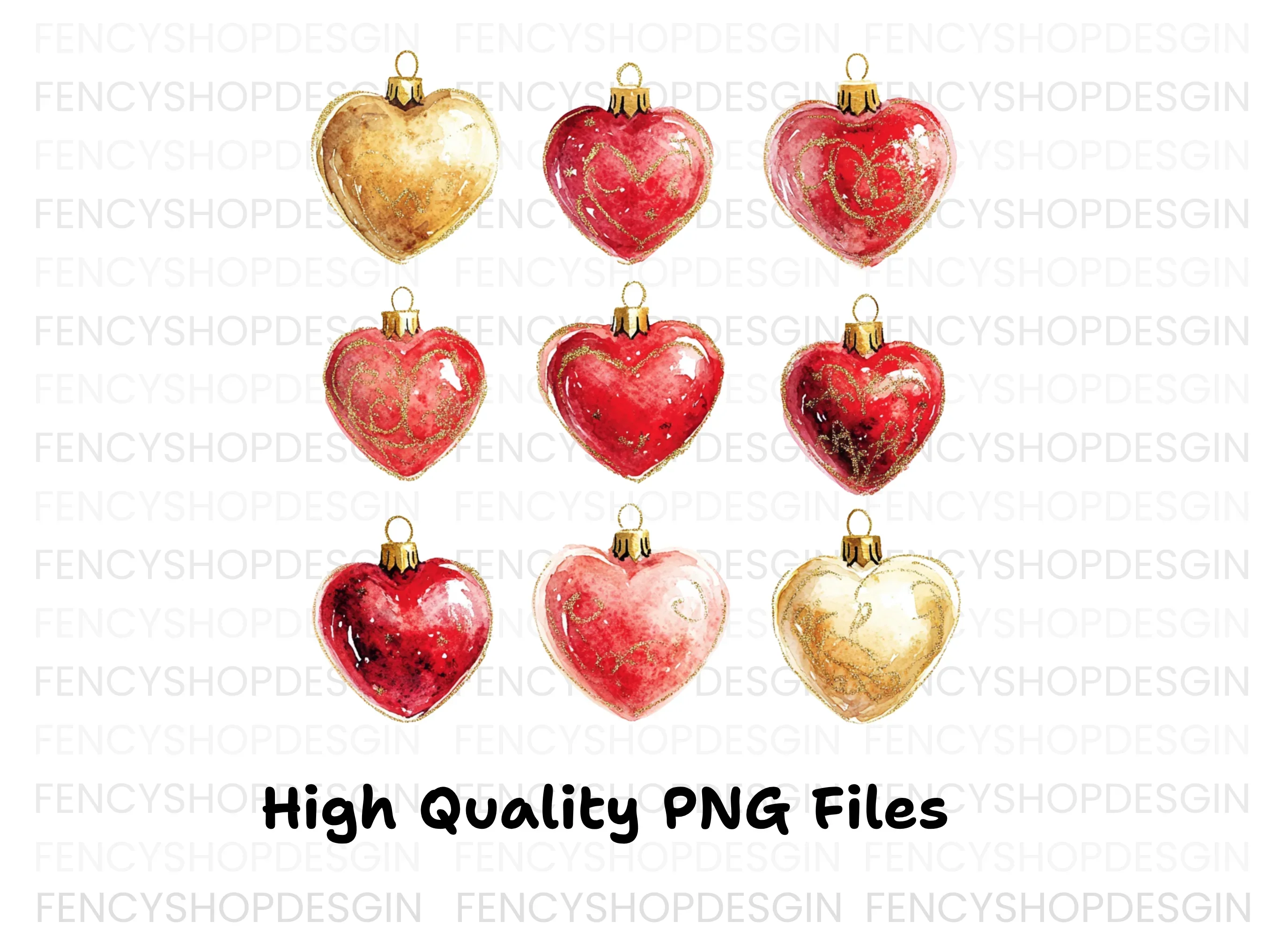 Heart Christmas Ornaments Clipart Bundle - Image 3