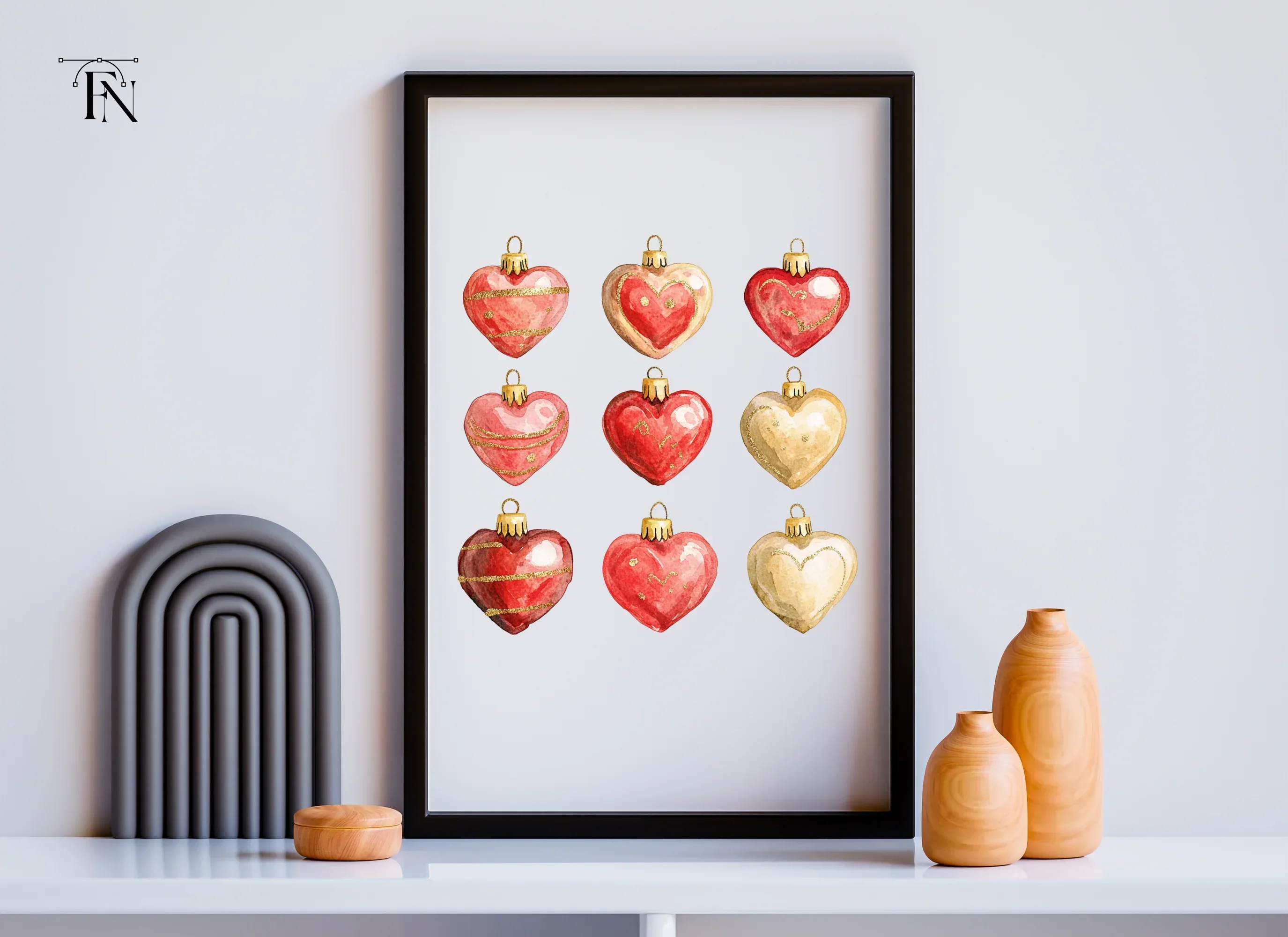 Heart Christmas Ornaments Clipart Bundle - Image 6