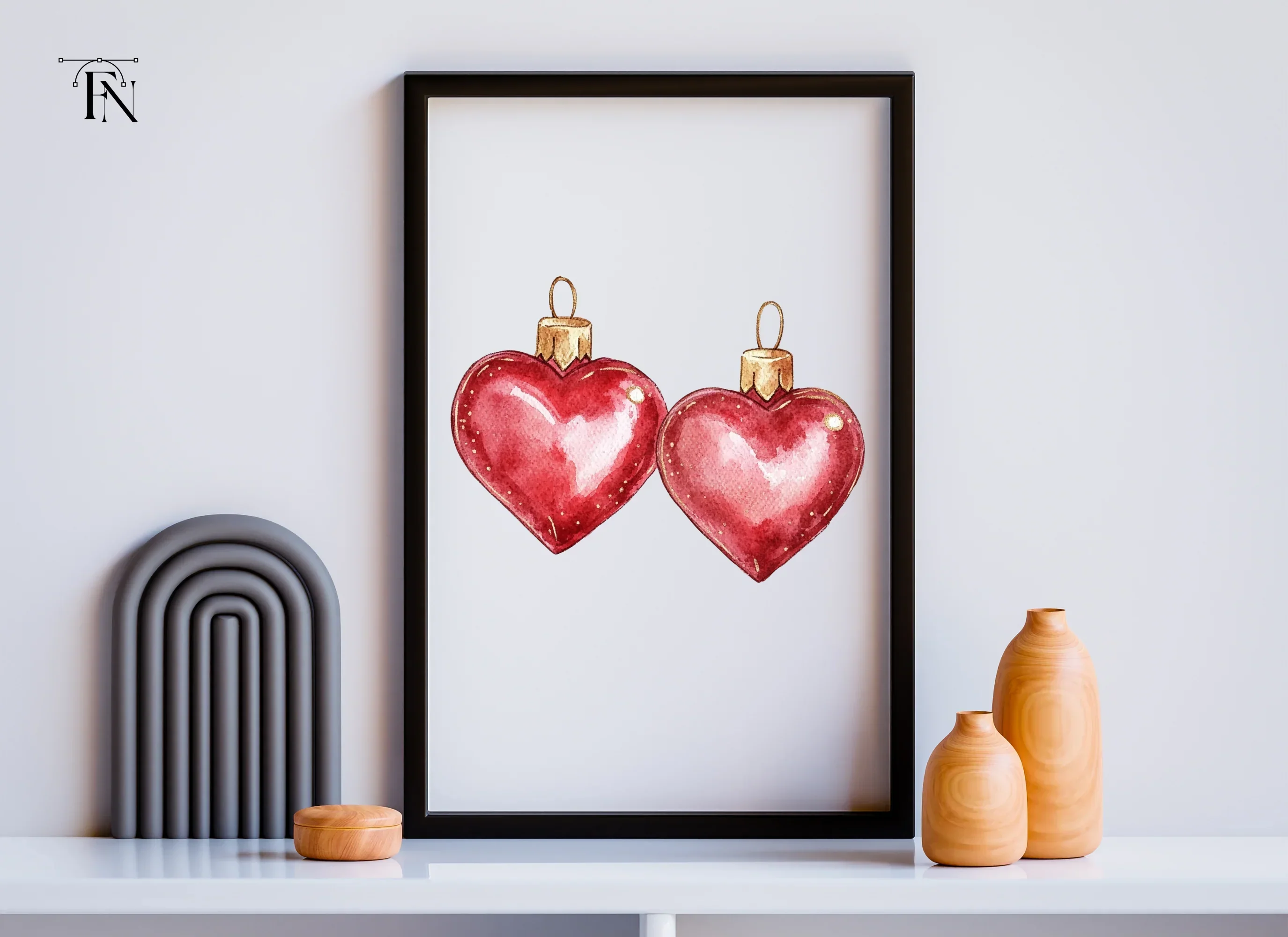 Heart Christmas Ornaments Clipart Bundle - Image 3