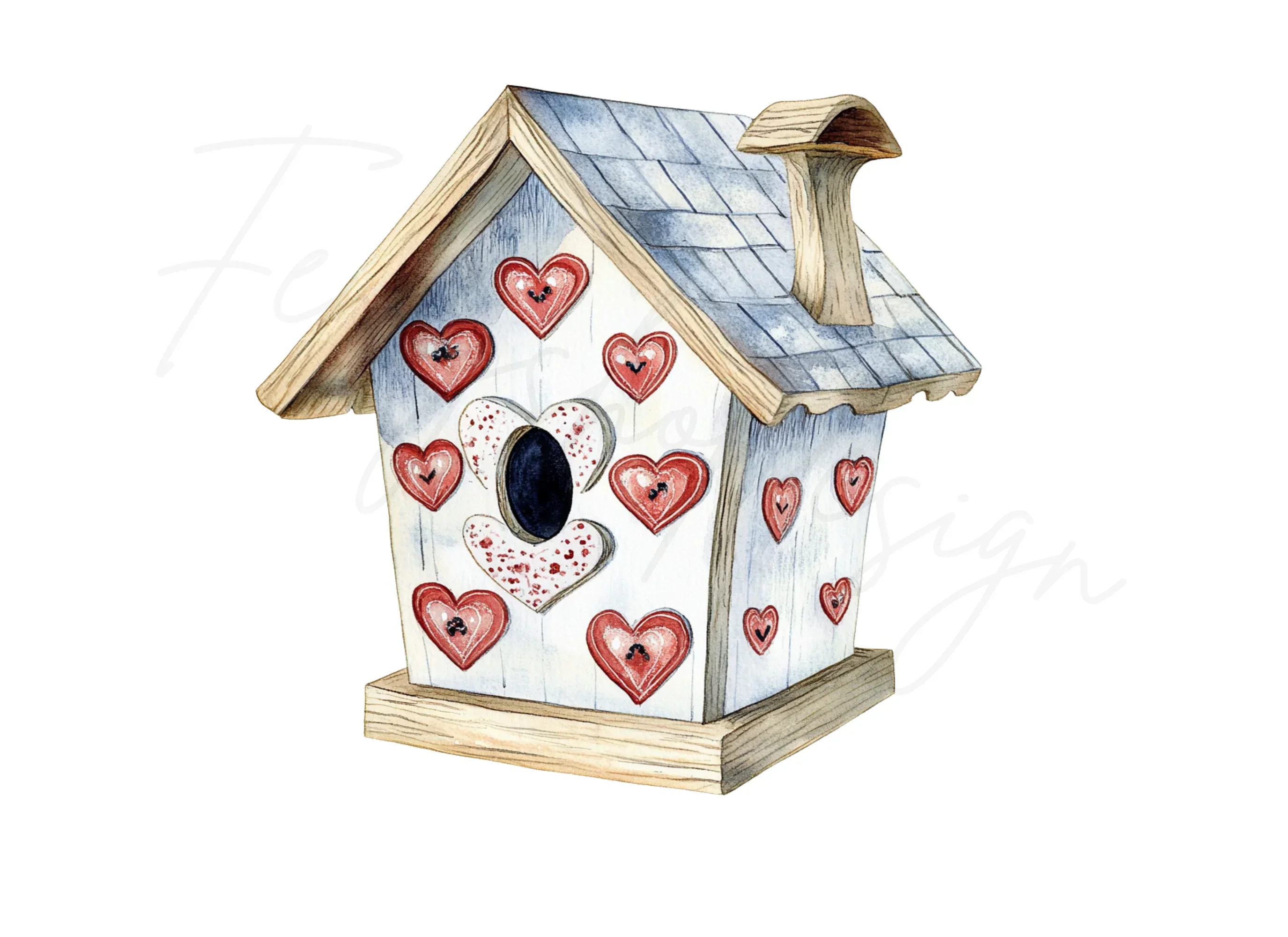 Heart Decorated Birdhouse Clipart Bundle - Image 3