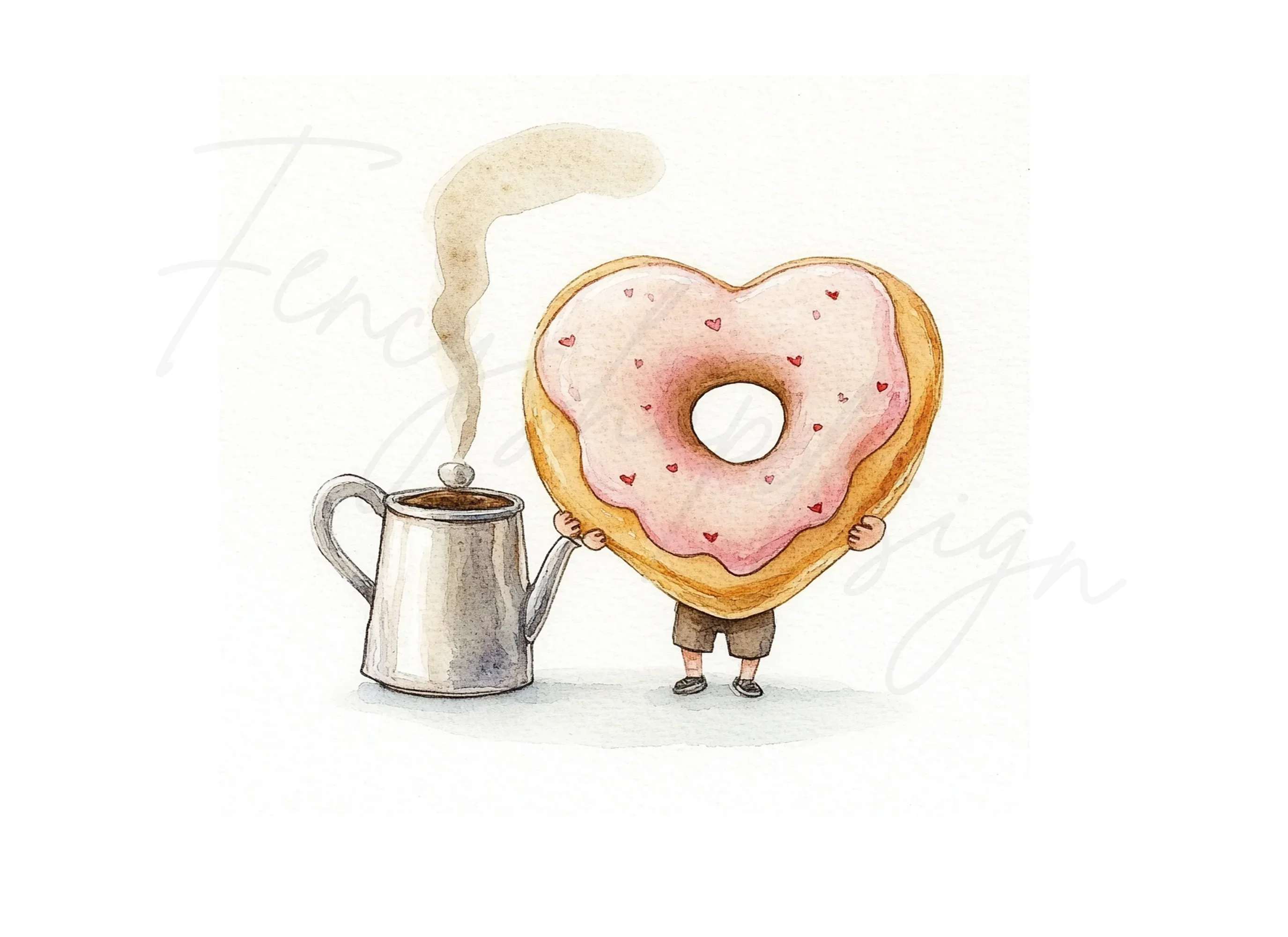 Heart Donut Coffee Morning Clipart Bundle - Image 3