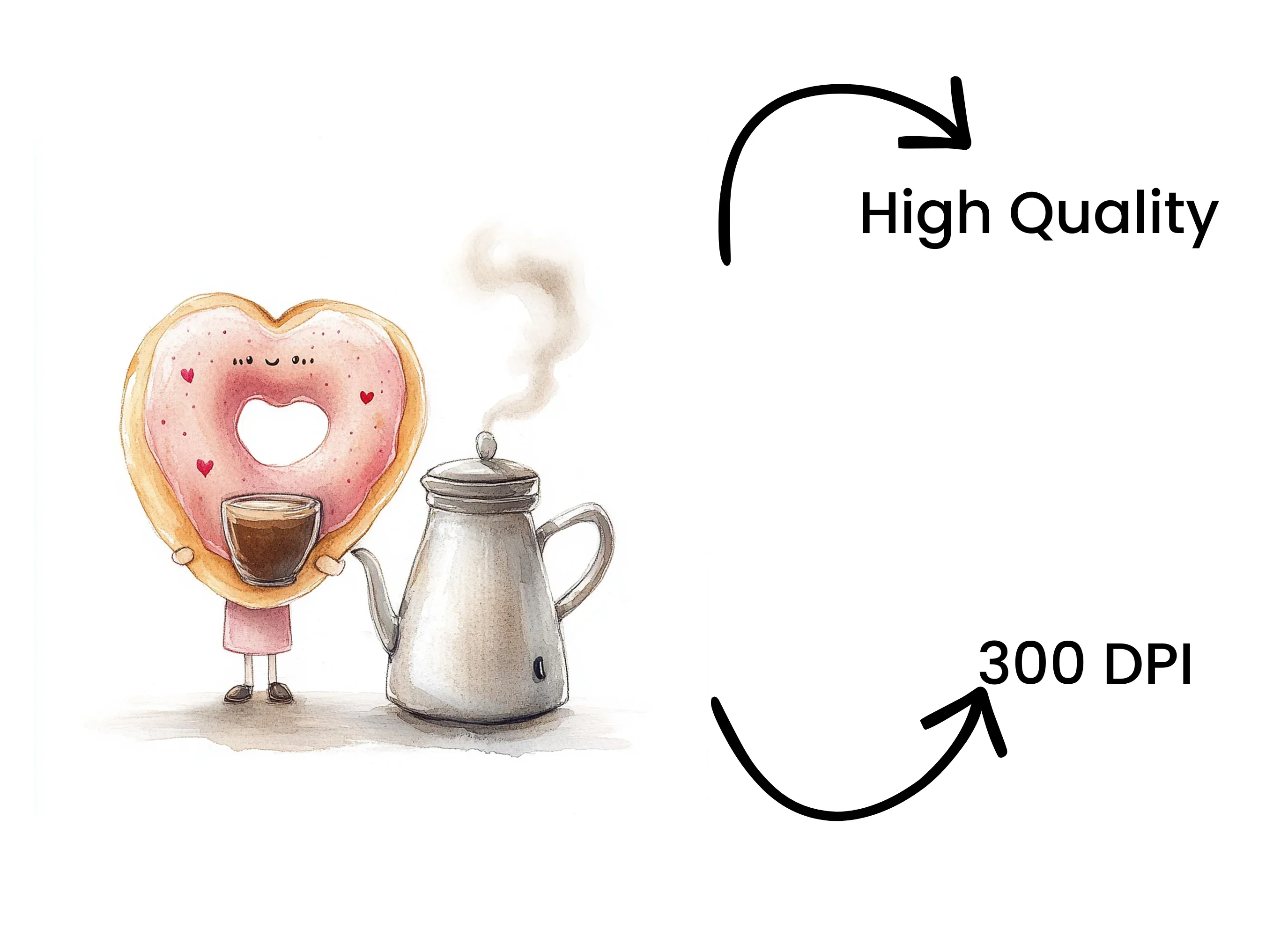 Heart Donut Coffee Morning Clipart Bundle - Image 4