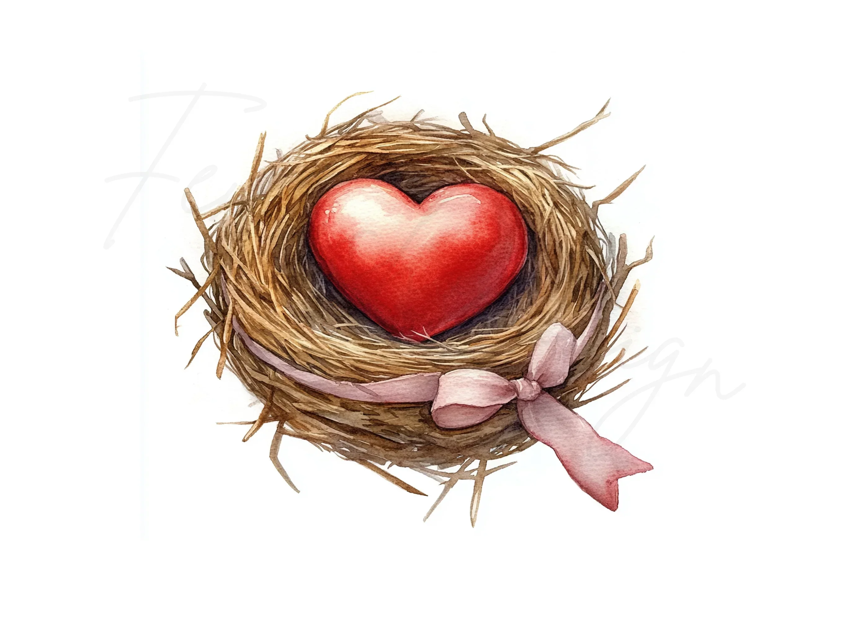Heart in Nest Clipart Bundle - Image 3