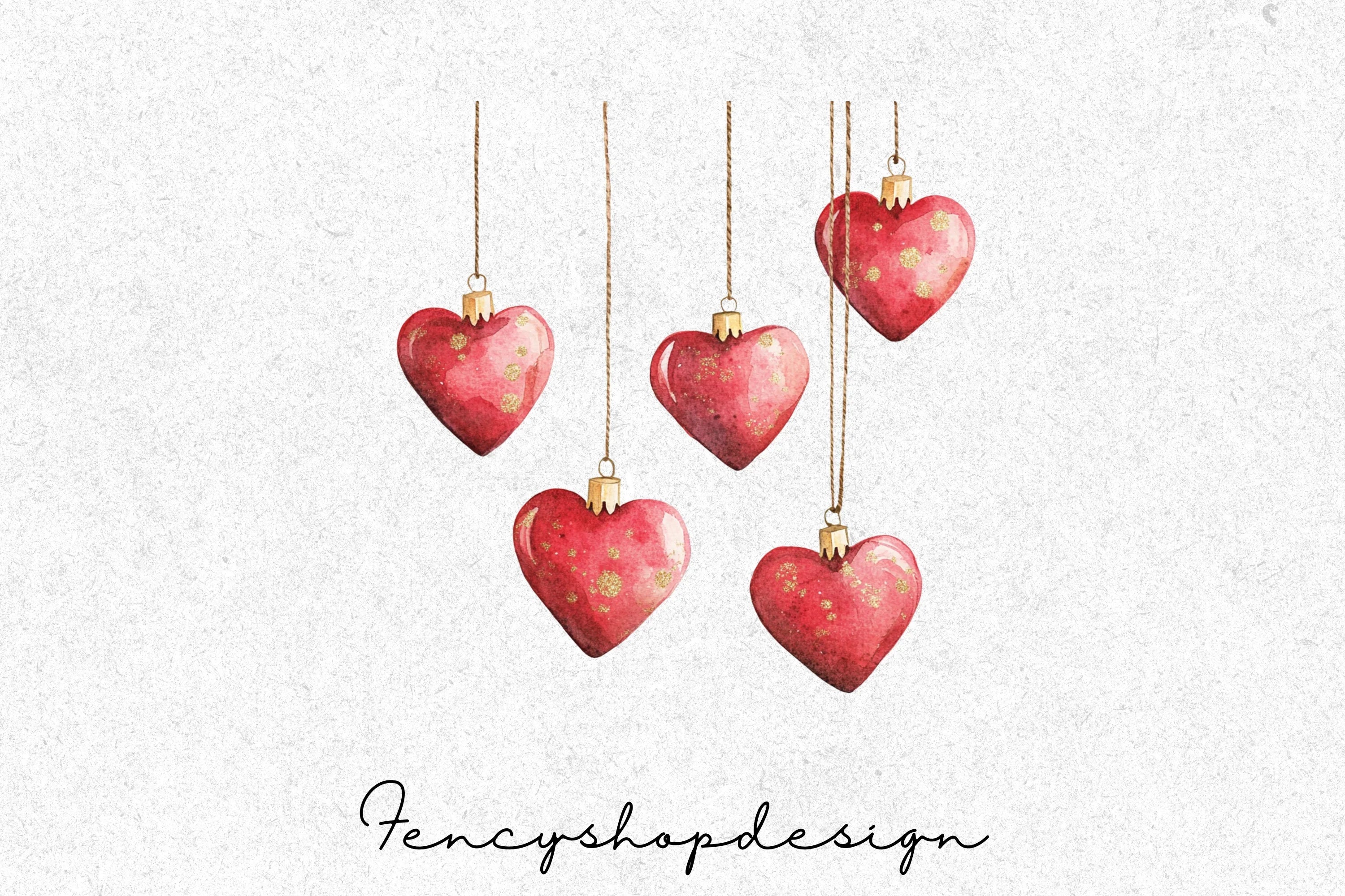 Heart Ornaments Clipart Bundle - Image 3