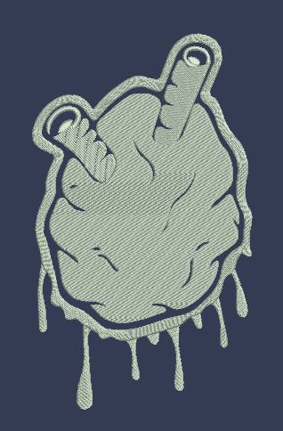 Heart Shape Gray Colour Embroidery Design