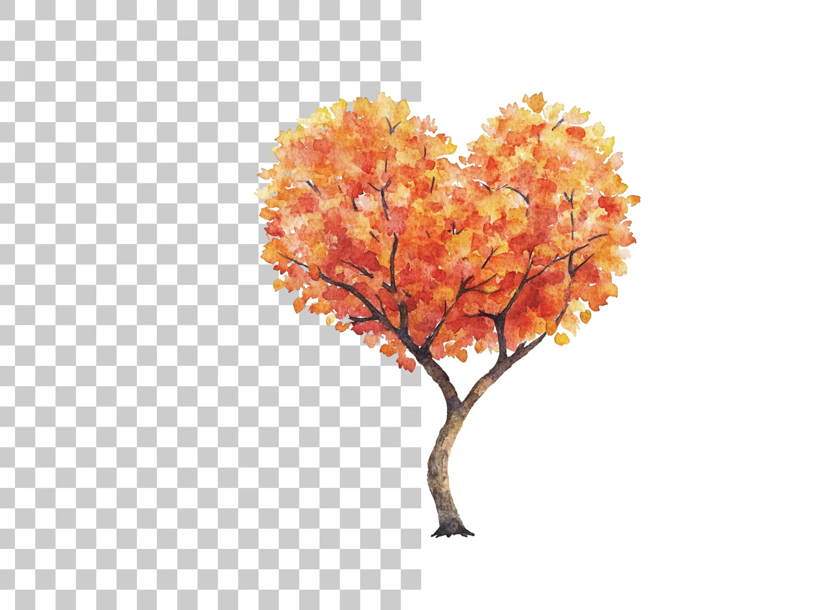 Heart Shaped Autumn Tree Clipart Bundle - Image 2