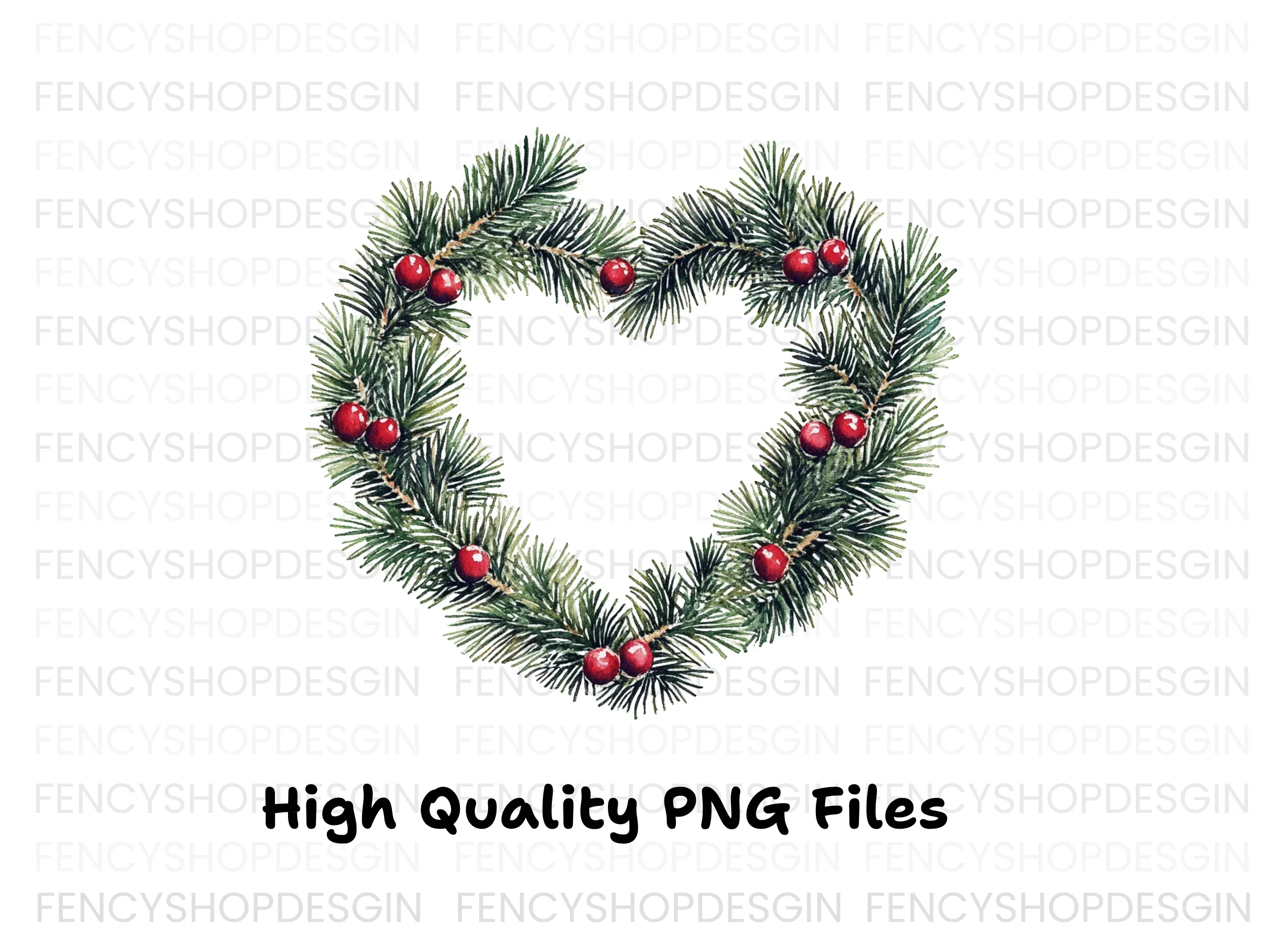 Heart Shaped Christmas Wreath Clipart Bundle - Image 4