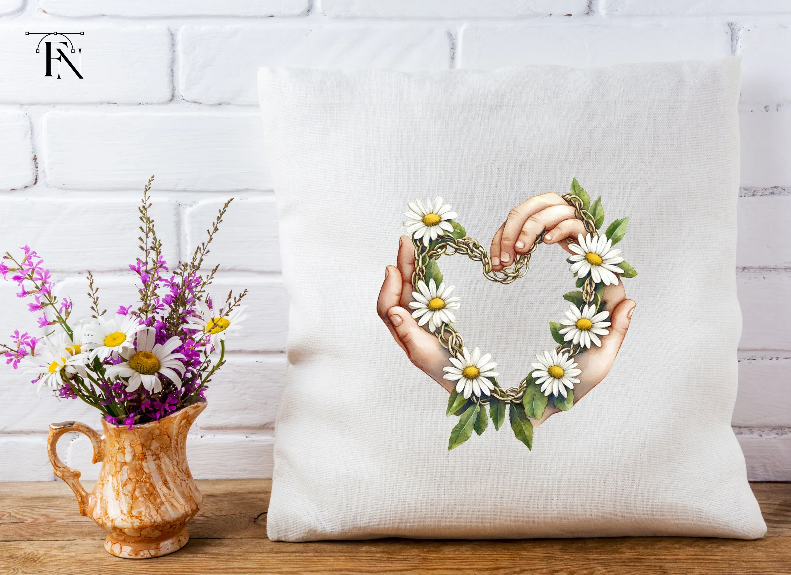 Heart Shaped Daisy Chain with Hands Clipart Bundle - Image 5