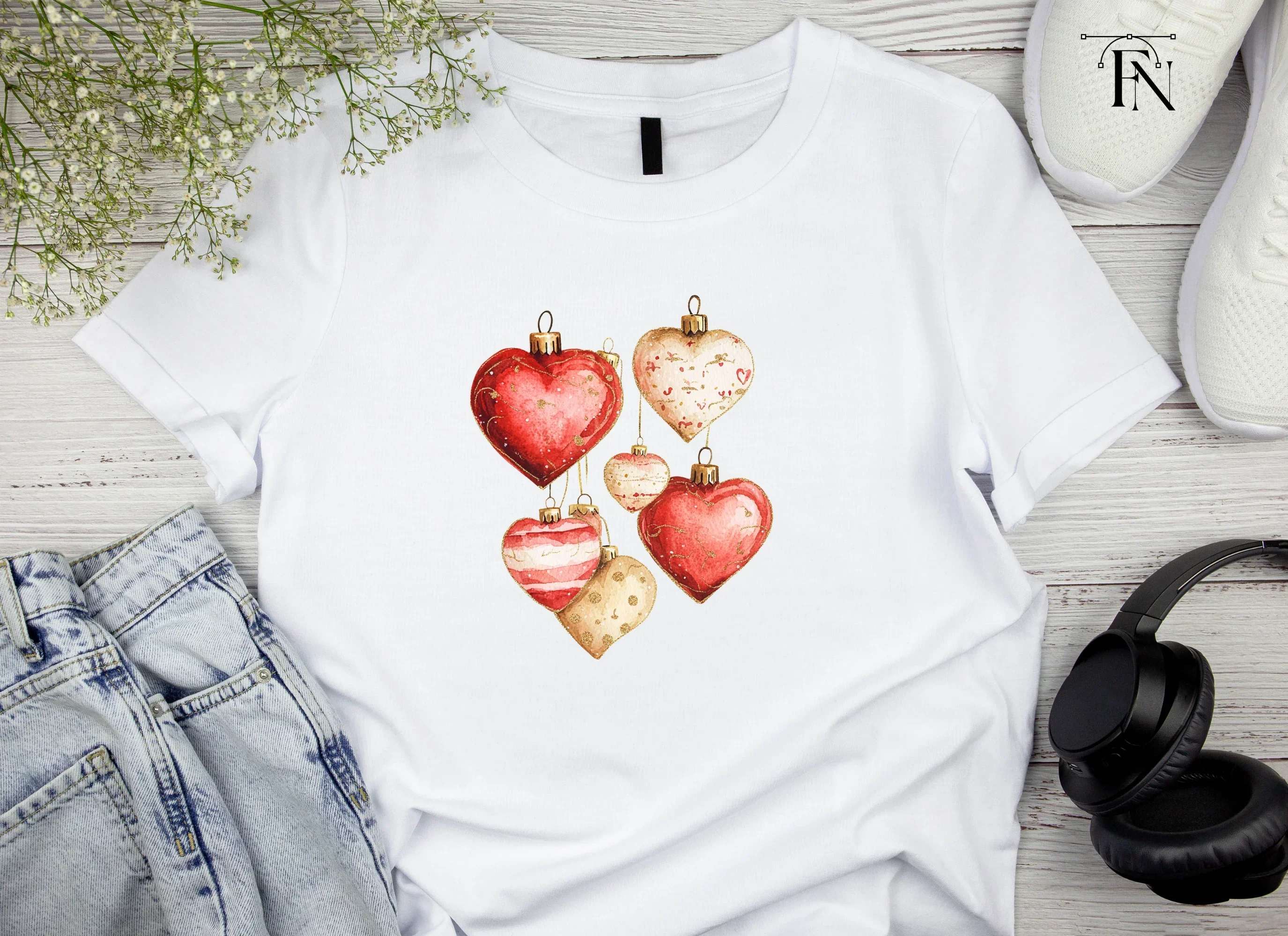 Heart Shaped Holiday Ornament Clipart Bundle - Image 3
