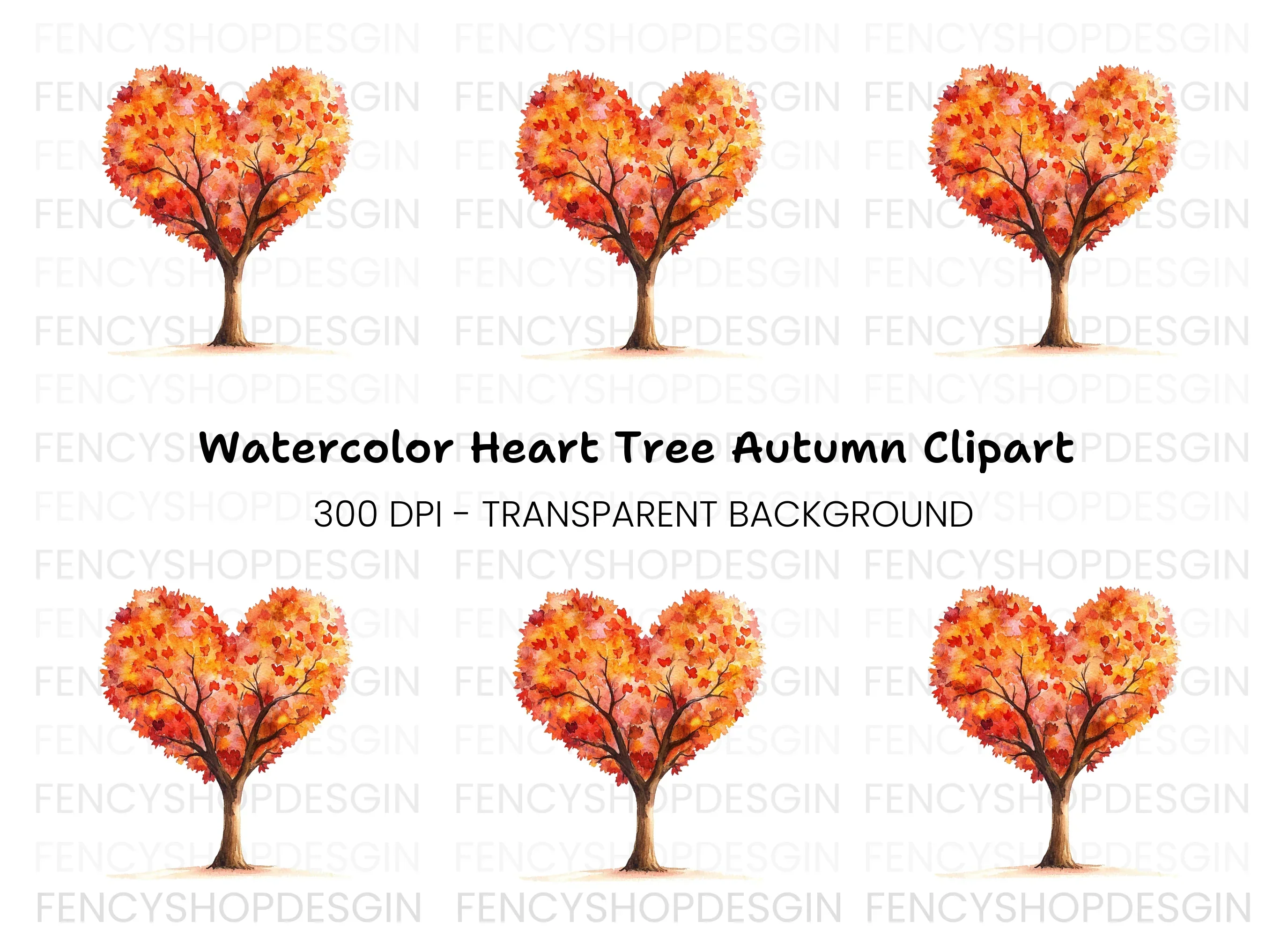 Heart Tree Clipart Bundle