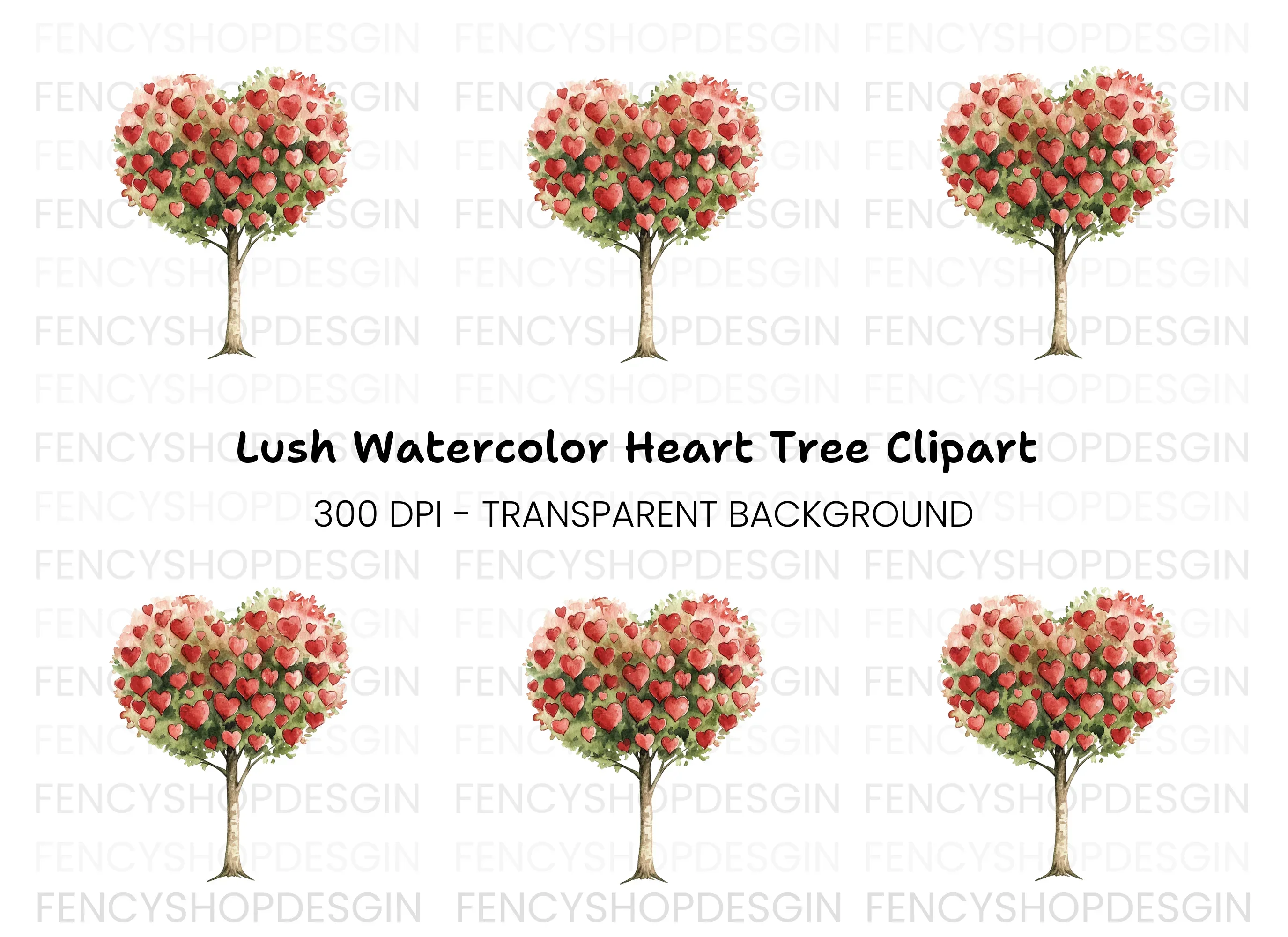 Heart Tree Clipart Bundle