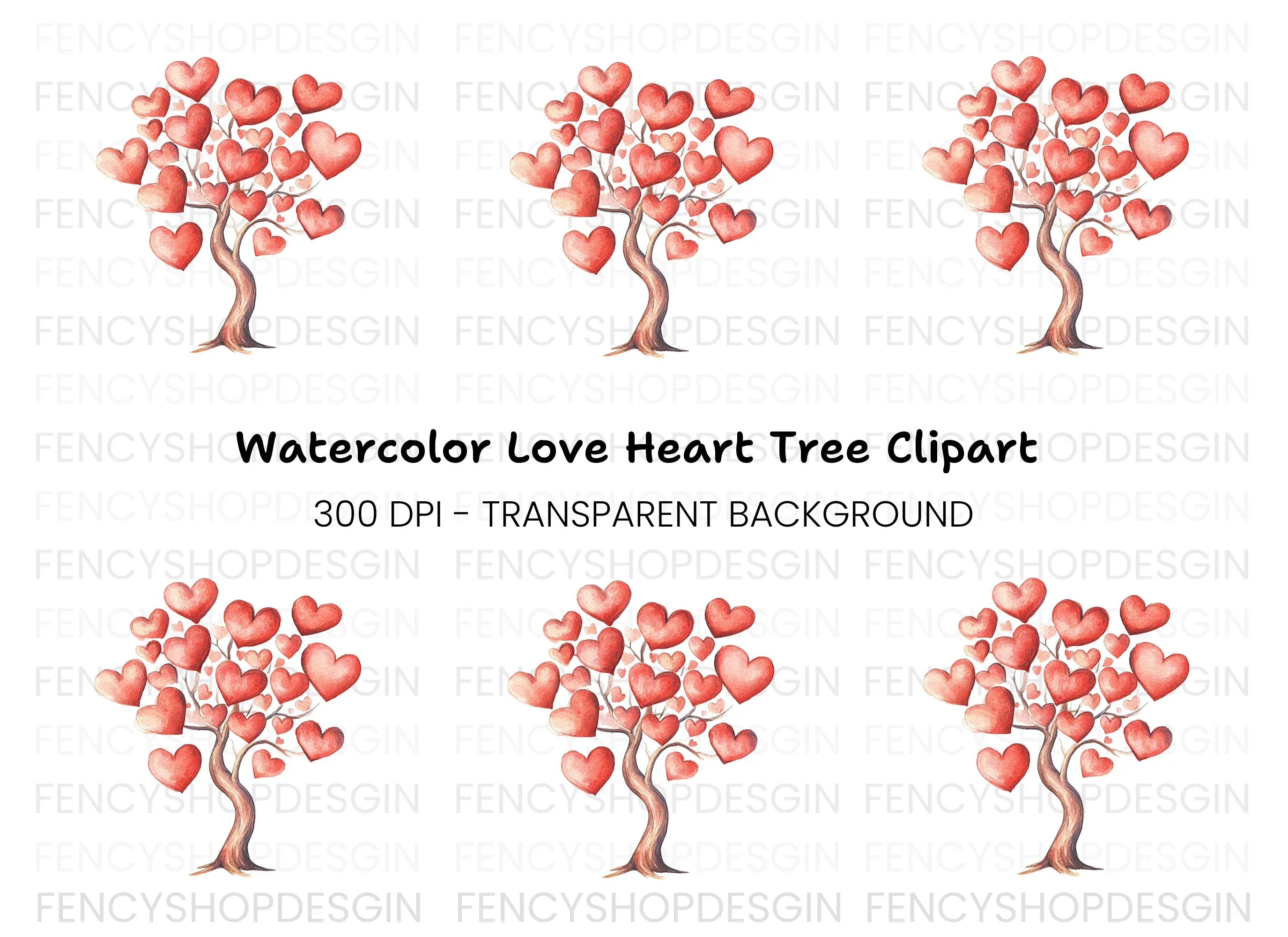 Heart Tree Clipart Bundle