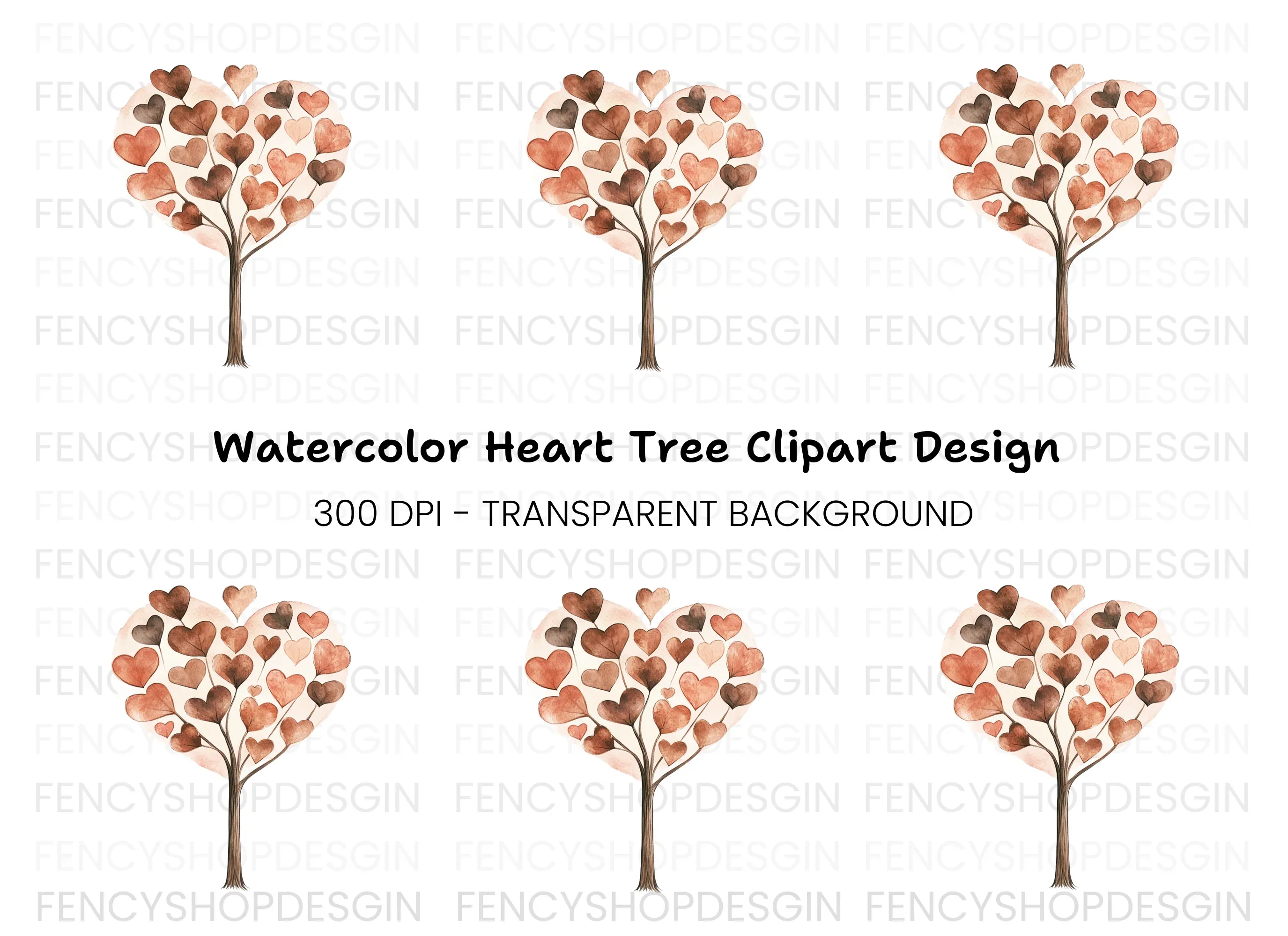 Heart Tree Clipart Bundle