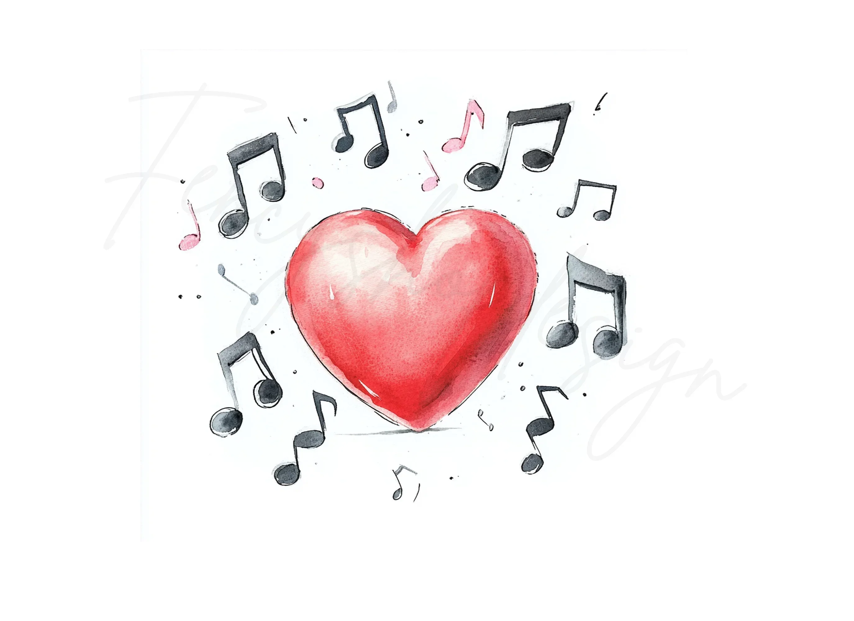 Heart with Musical Notes Clipart Bundle - Image 3