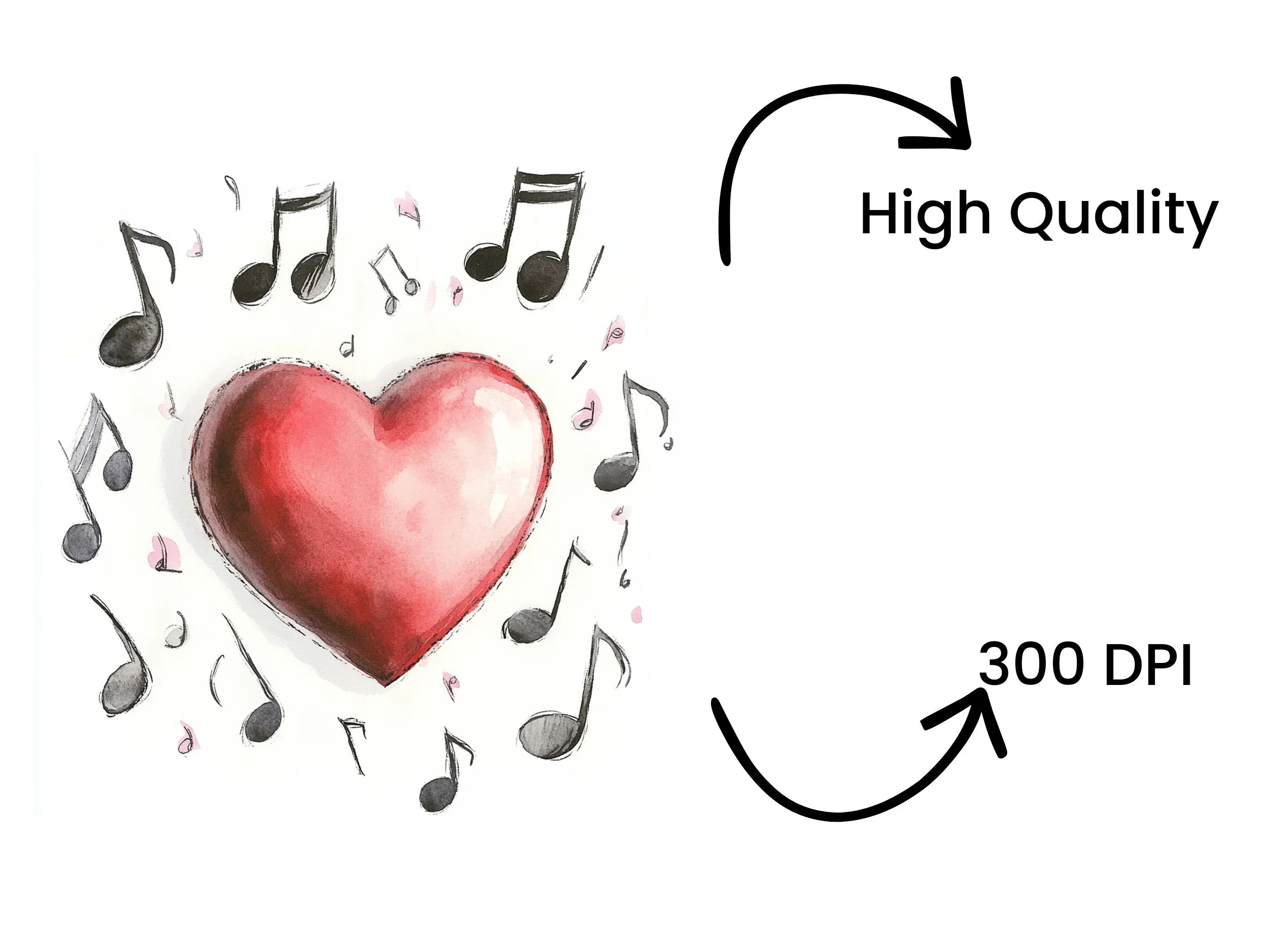 Heart with Musical Notes Clipart Bundle - Image 4
