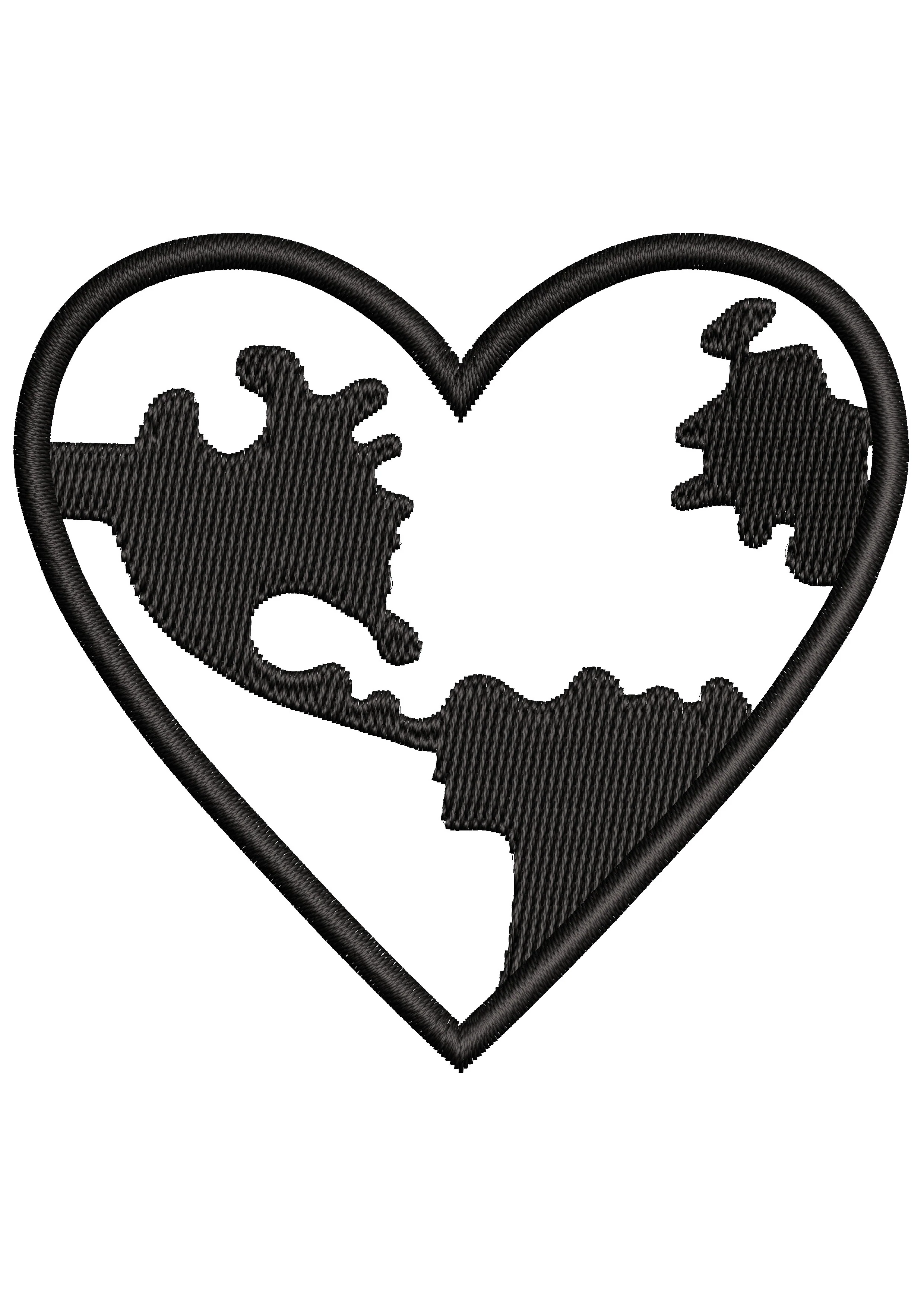 Heart World Embroidery Design