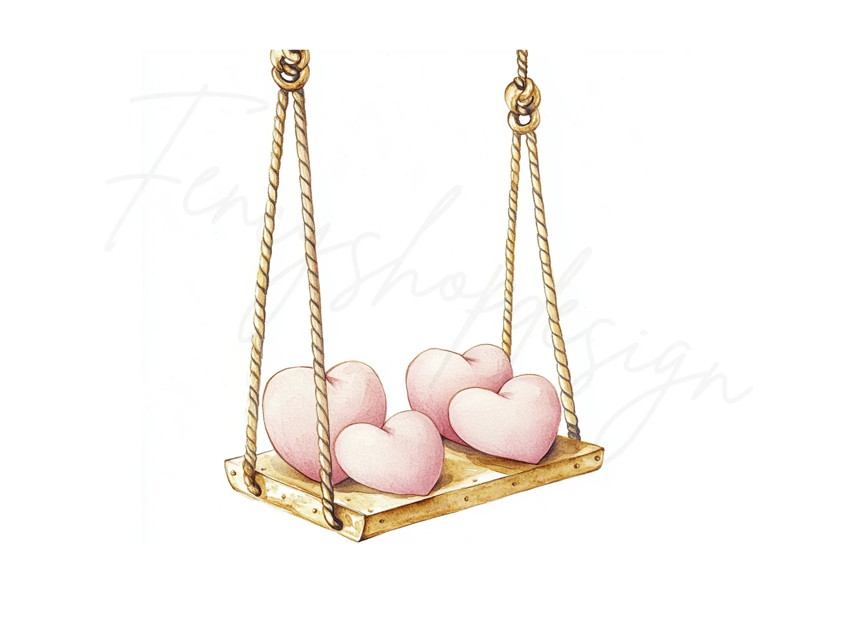 Hearts on Wooden Swings Clipart Bundle - Image 3