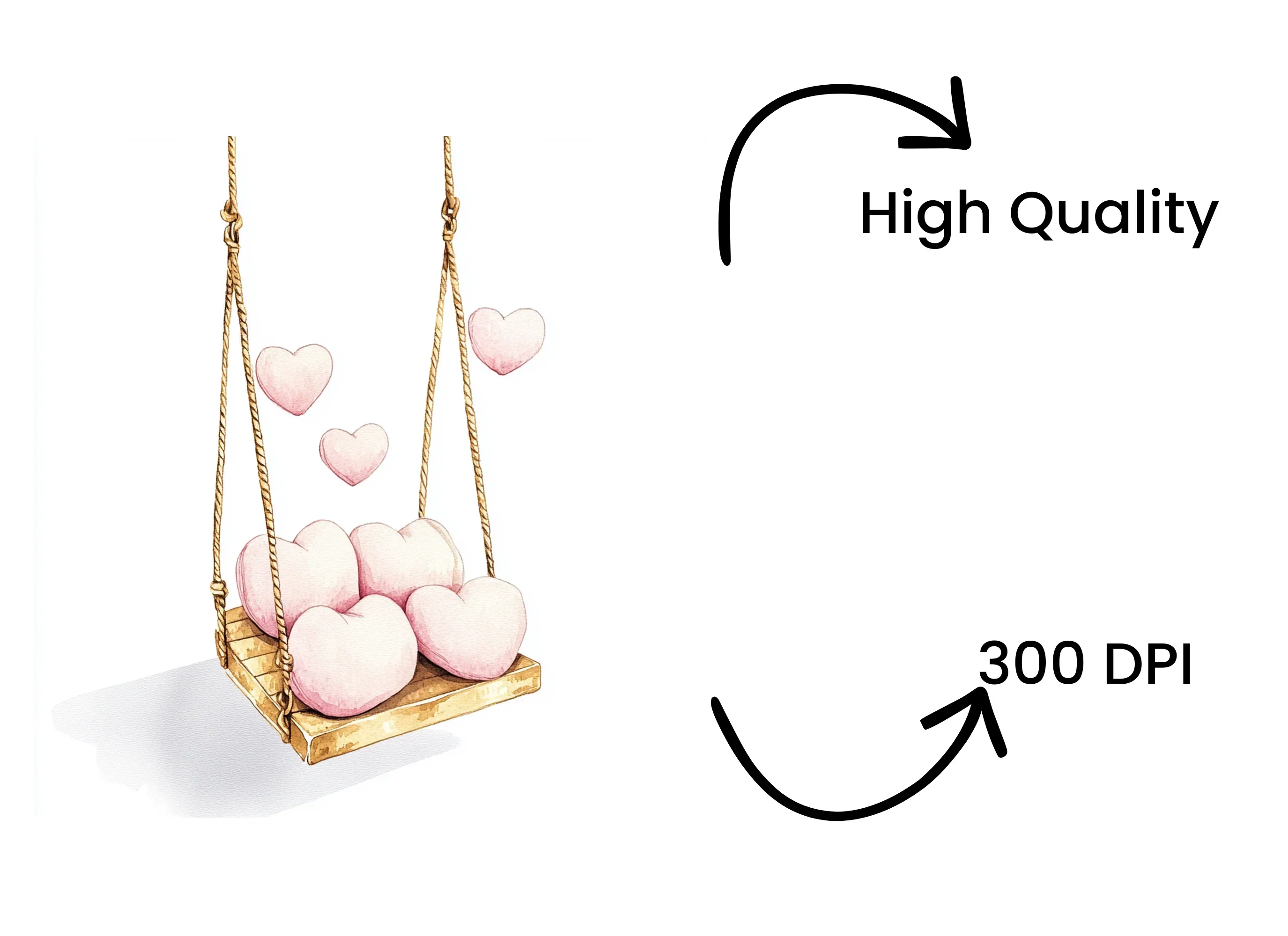 Hearts on Wooden Swings Clipart Bundle - Image 4