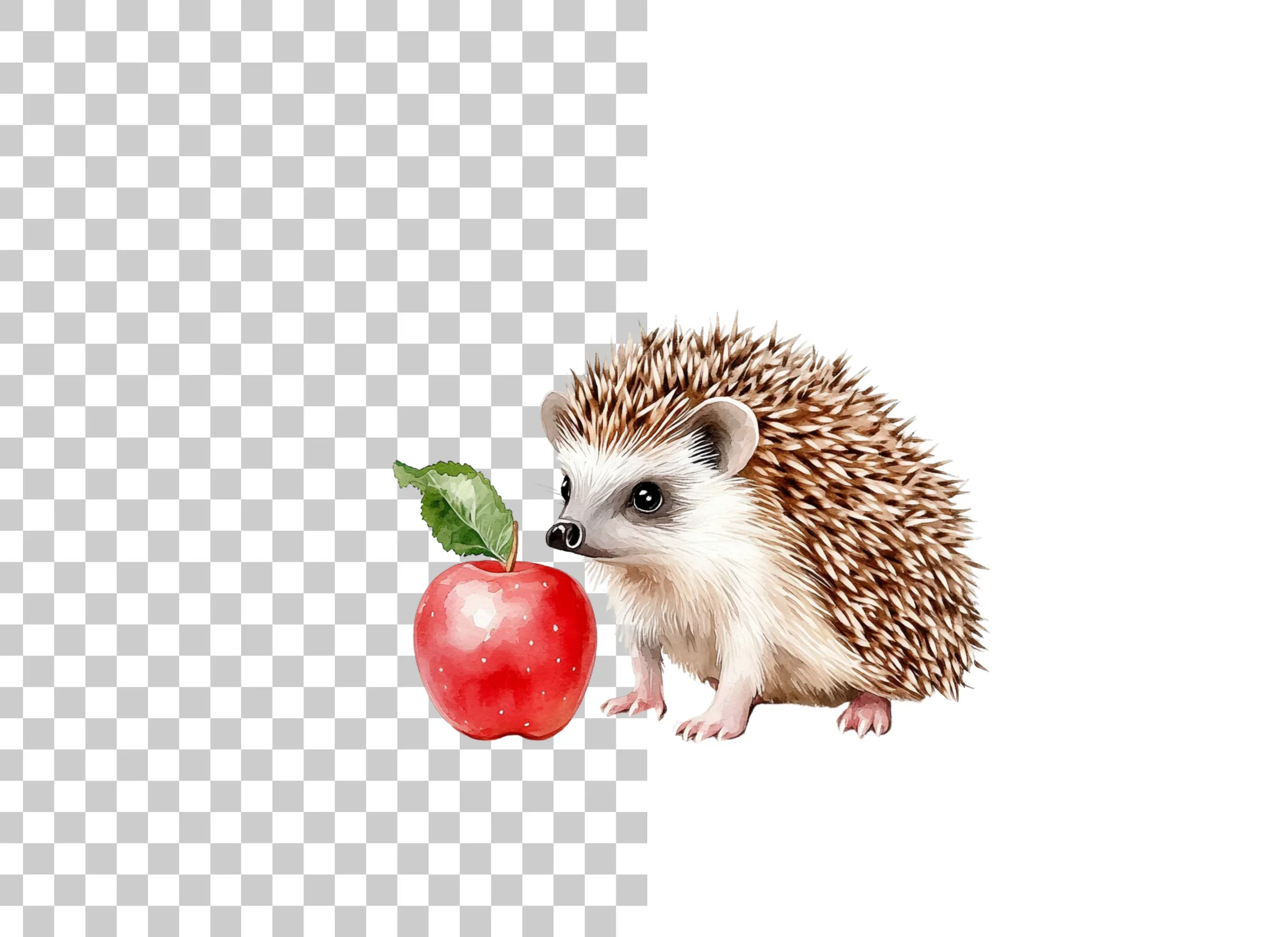 Hedgehog and Apple Clipart Bundle - Image 6