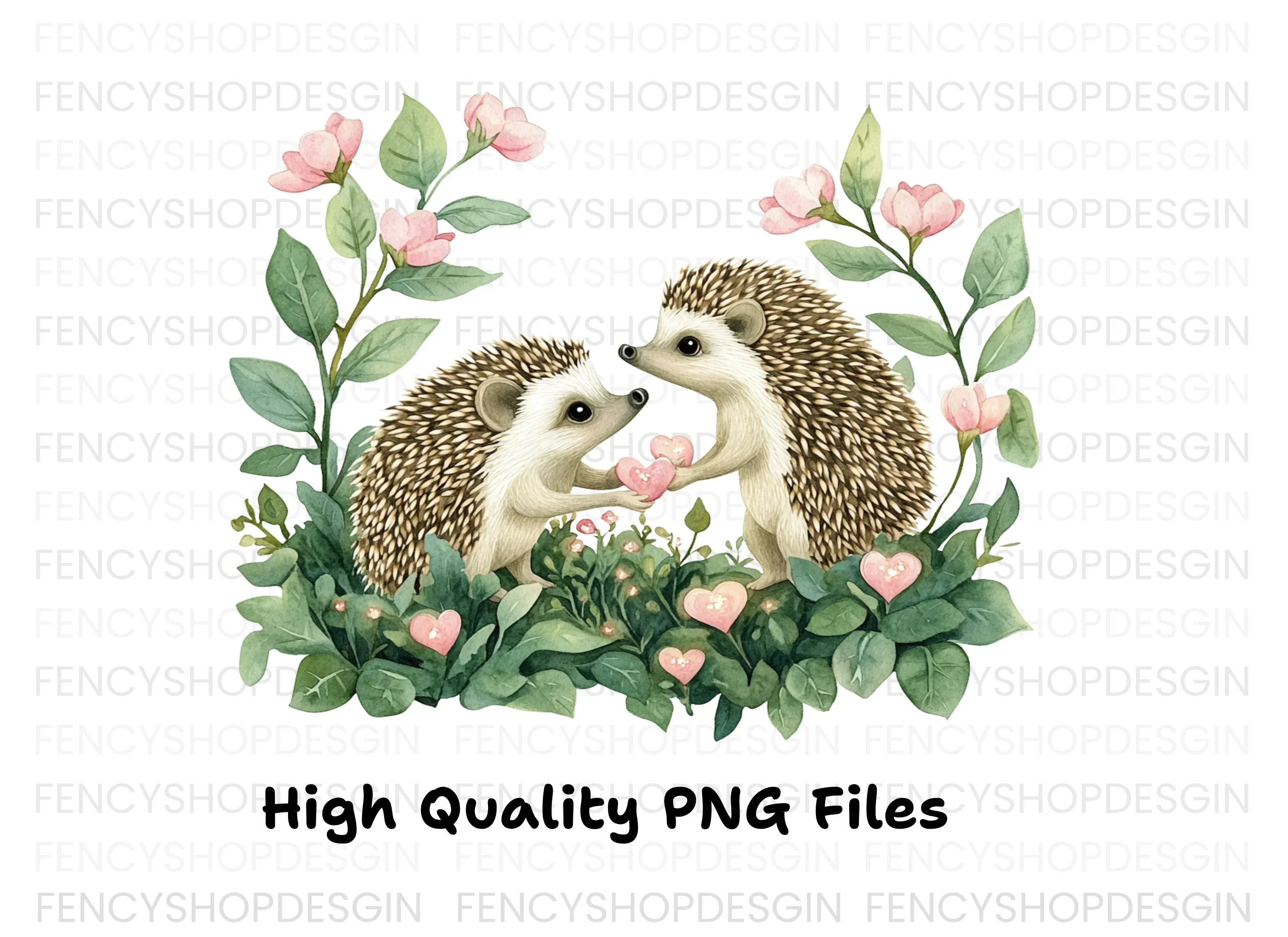 Hedgehog Love with Hearts Clipart Bundle - Image 2