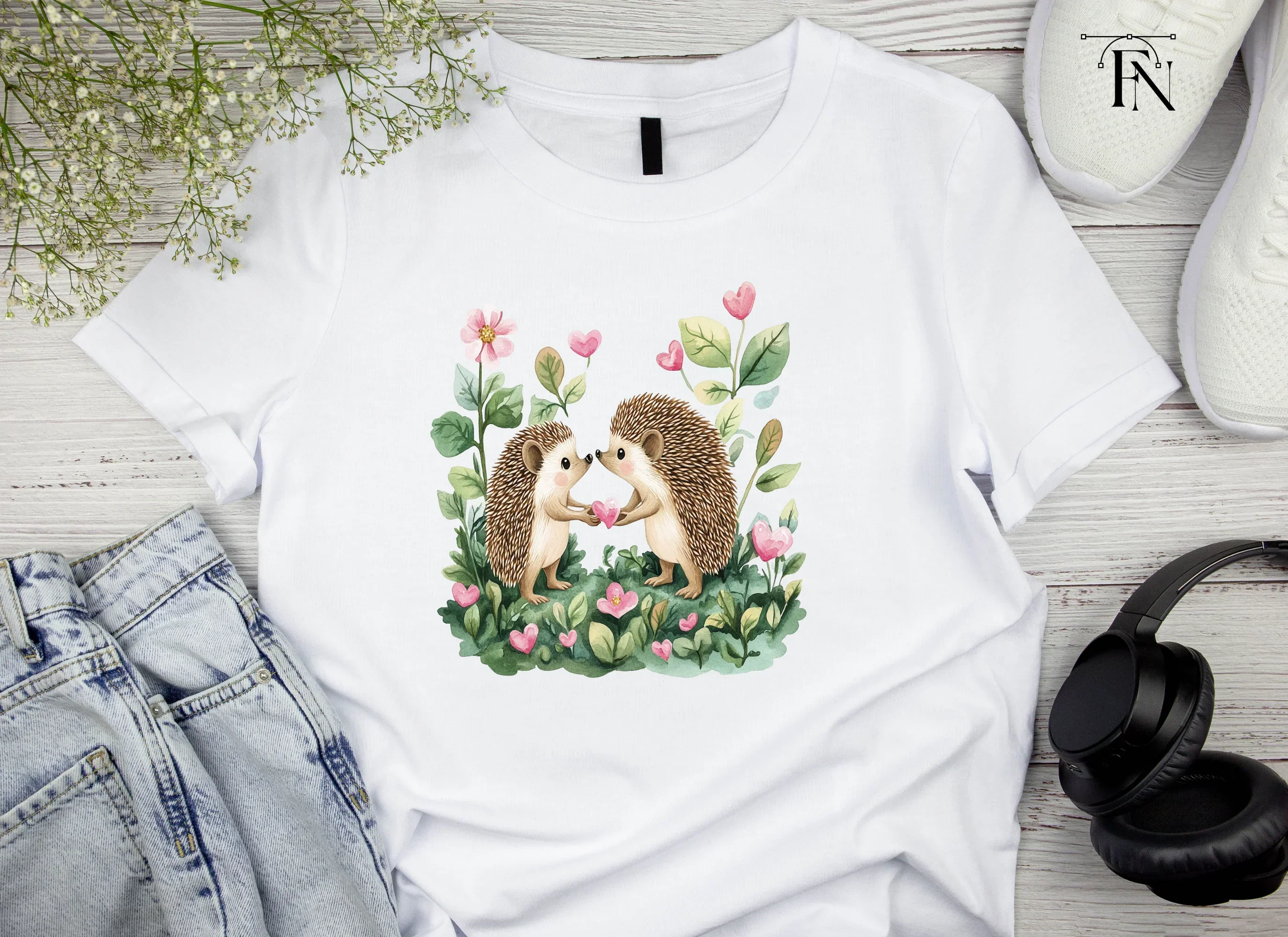 Hedgehog Love with Hearts Clipart Bundle - Image 5