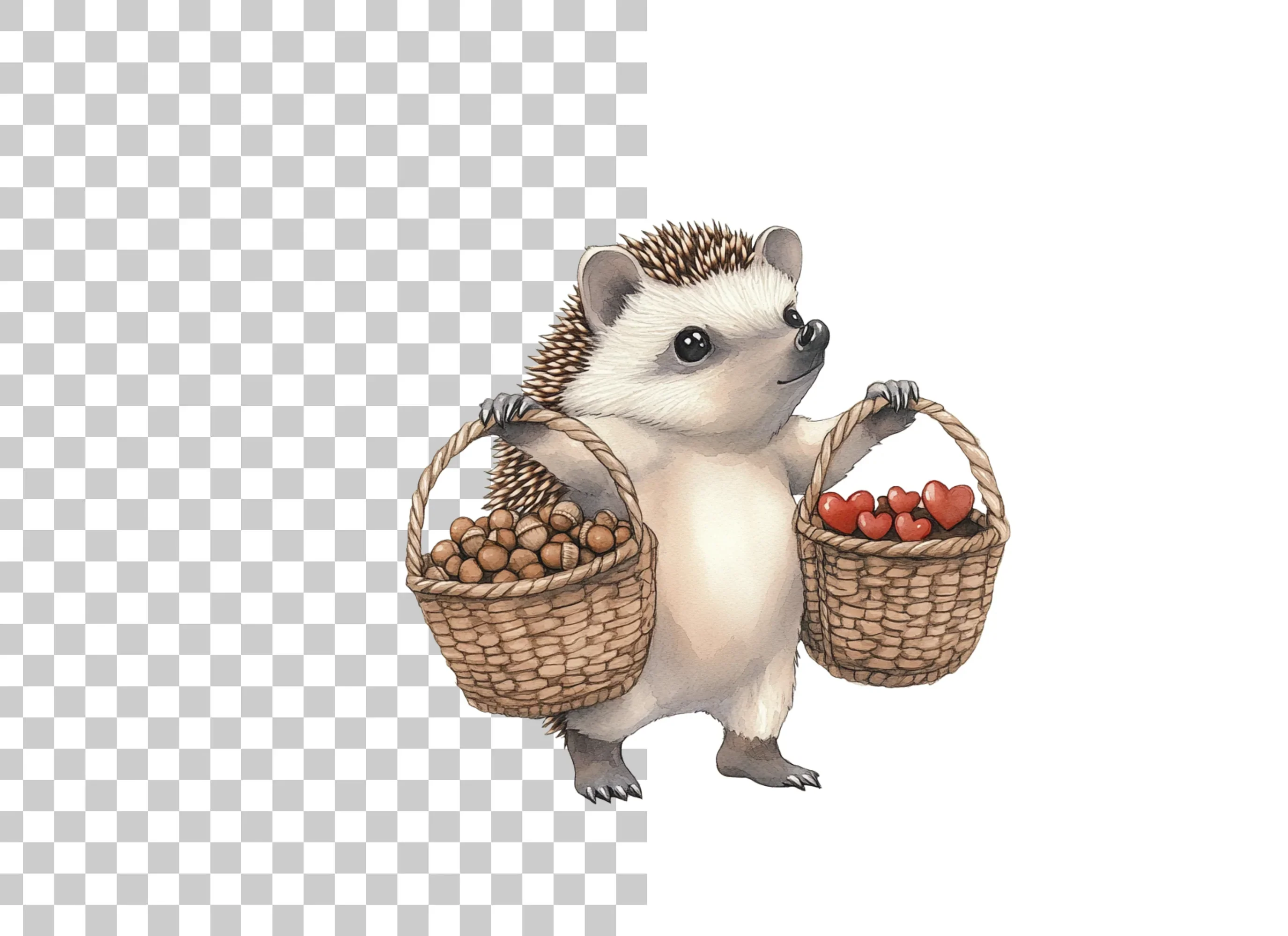Hedgehogs Carrying Baskets Clipart Bundle - Image 3
